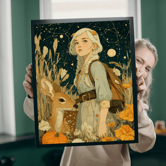 Birch Forest Fairy-Tale Jigsaw Puzzle - Golden Haired Girl and Gentle Deer, Nature Game for Adults, Fall Gift, Family Fun, Brain Teaser Puzzle The Puzzle Chest