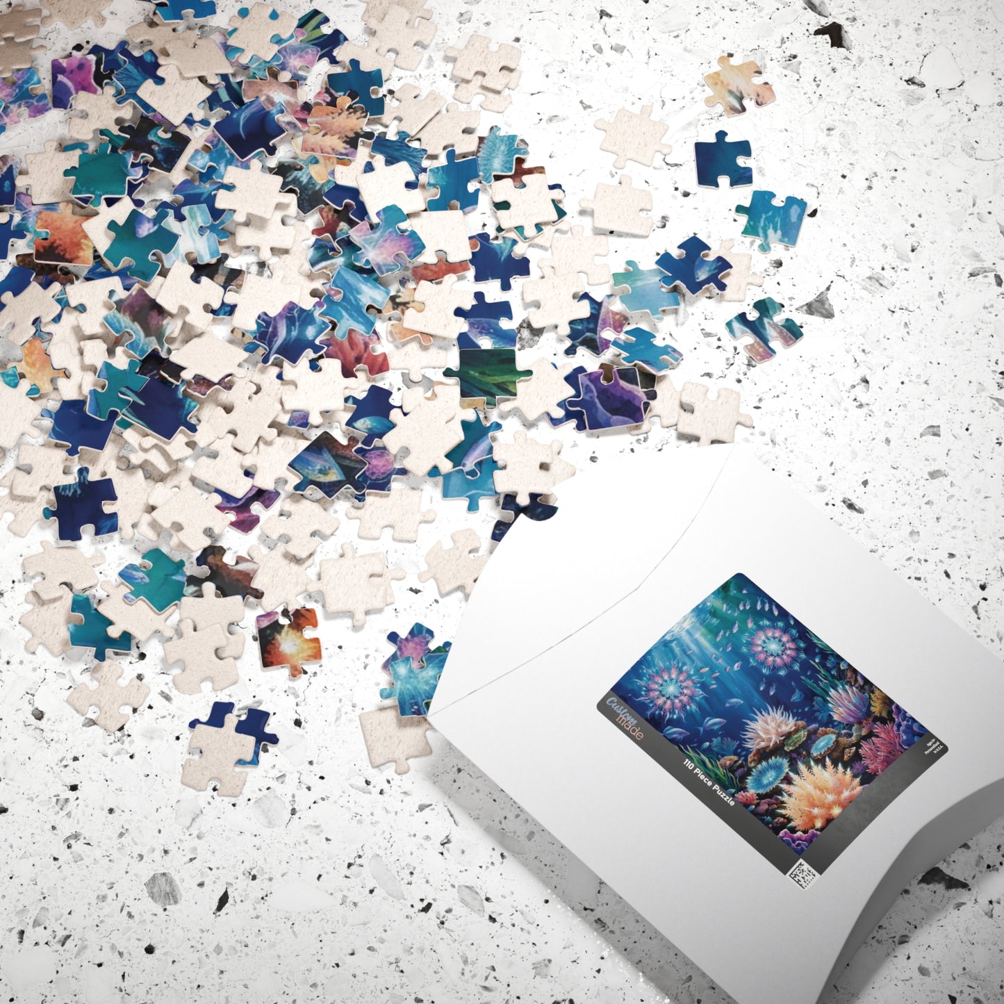 Trippy Ocean Jigsaw Puzzle, Radiant Coral Reef Mandala Puzzle, Bioluminescent Sea Creatures, 110 252 520 1014-Piece Puzzle for Adults, Hobby Puzzle The Puzzle Chest