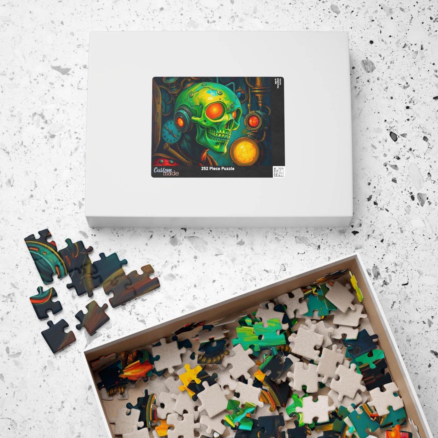 Neon Machina Jigsaw Puzzle, Steampunk Skull Puzzle, 110-1014 Piece Unique Gift for Family, Friends, Party Activity, Halloween Brain Teaser Puzzle The Puzzle Chest