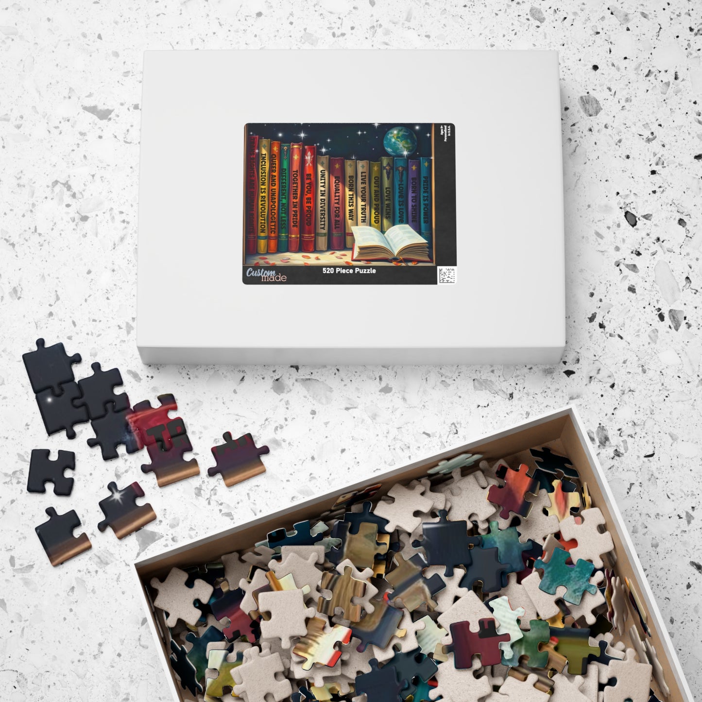 Stories of Pride Jigsaw Puzzle - A Cosmic Bookshelf of Love and Identity, Inclusive Diversity Puzzle, LGBTQ+ Puzzle with Inspirational Quotes, Alternative Lifestyle Gift Puzzle The Puzzle Chest