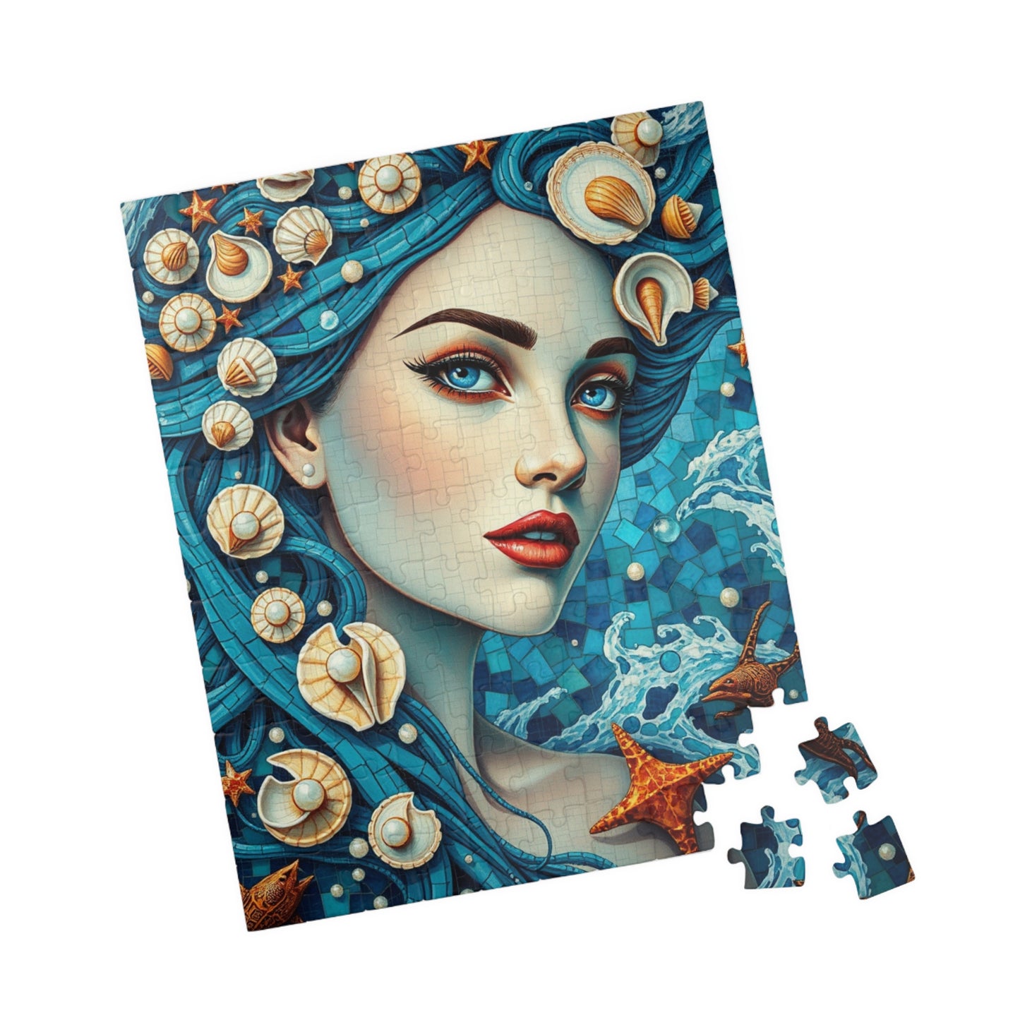 Mosaic Portrait Oceanic Goddess Puzzle, 110-1014 Piece Nautical Jigsaw Game, Unique Gifts, Mermaid Lovers, Relaxing Activity, Creative Fun Puzzle The Puzzle Chest