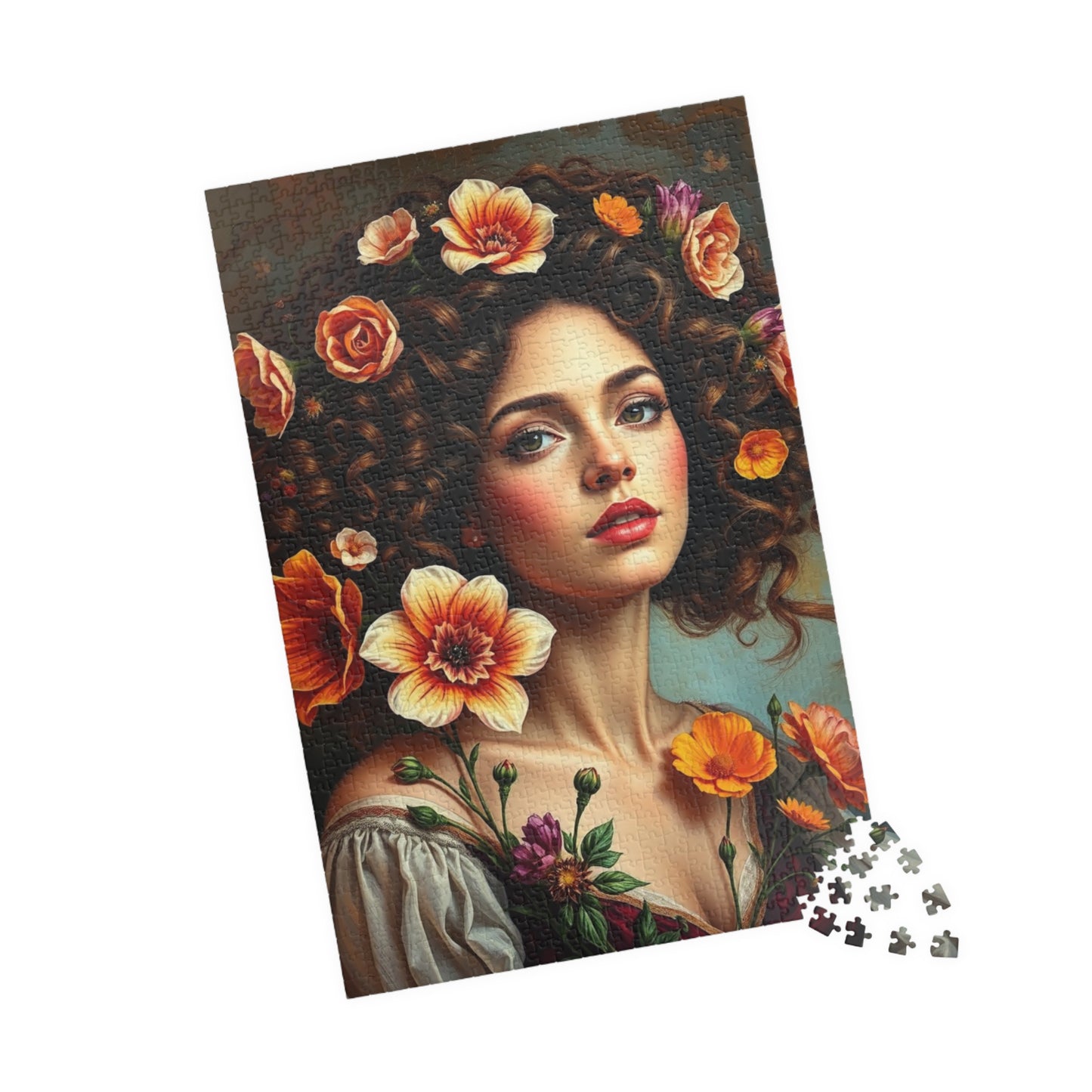 Floral Art Puzzle, Beautiful Woman Portrait Jigsaw, Relaxing Activity for Adults, Gift for Puzzle Lovers and Friends, Mindful Brain Teaser Puzzle The Puzzle Chest