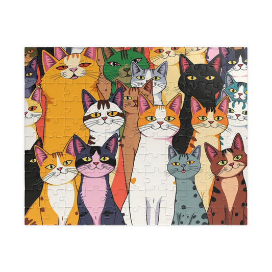 Colorful Cat Puzzle - Pop Art Jigsaw, Cat Lovers, Family Game Night, Pet Birthday Gift, Jigsaw Puzzle 110 pcs (Horizontal) Puzzle The Puzzle Chest
