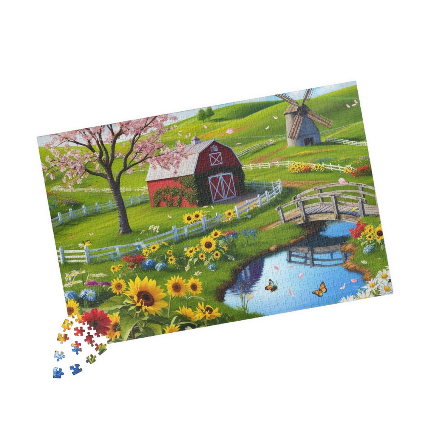 Spring Farm Puzzle, Scenic Landscape Farmhouse Jigsaw Game 110-1014 Pieces, Nature Lover Gift, Family Activity, Creative Hobby Puzzle The Puzzle Chest