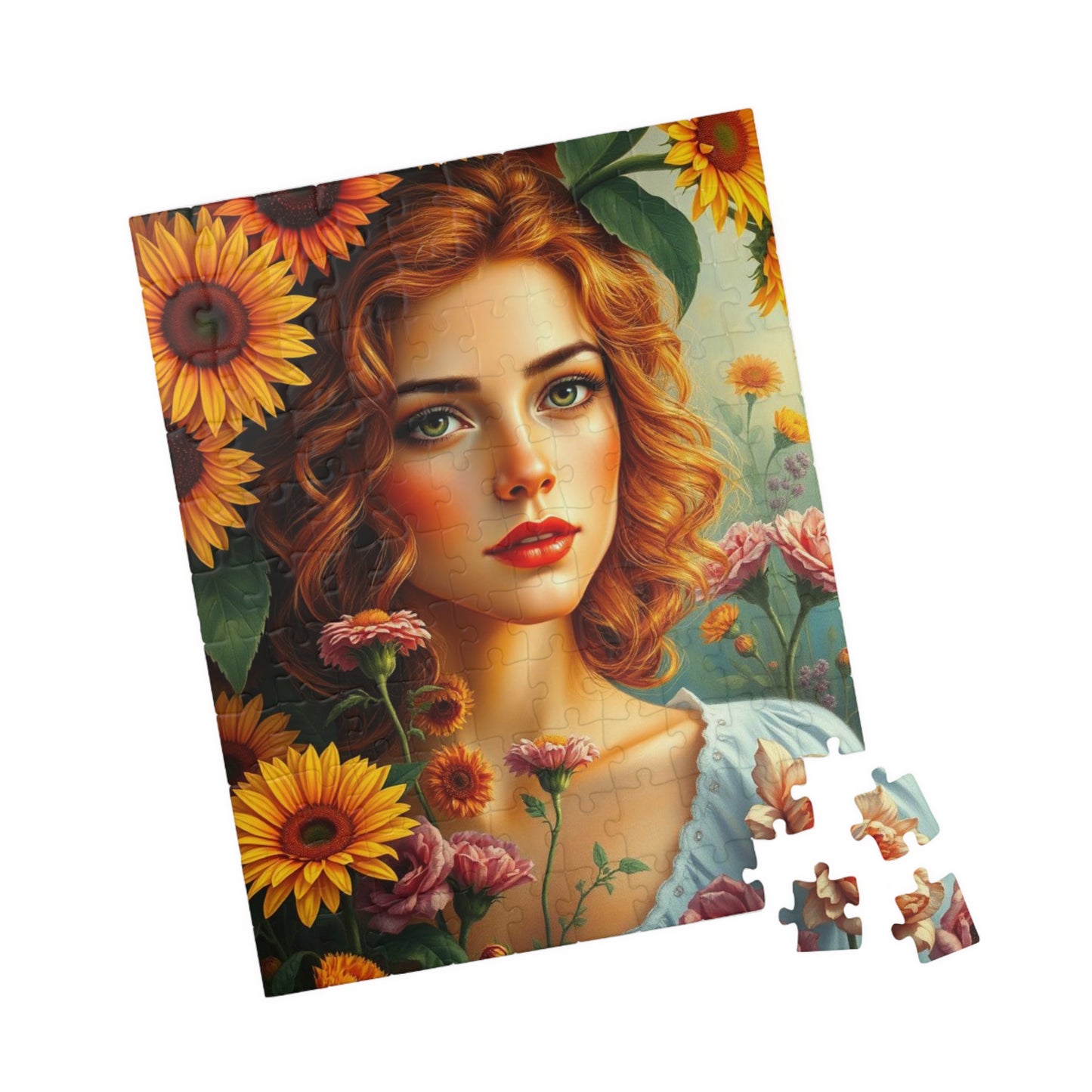 Sunflower Muse Jigsaw Puzzle for Adults, Woman Floral Portrait, Creative Hobby Puzzle Gift for Friends and Family, Fun Challenge Puzzle The Puzzle Chest