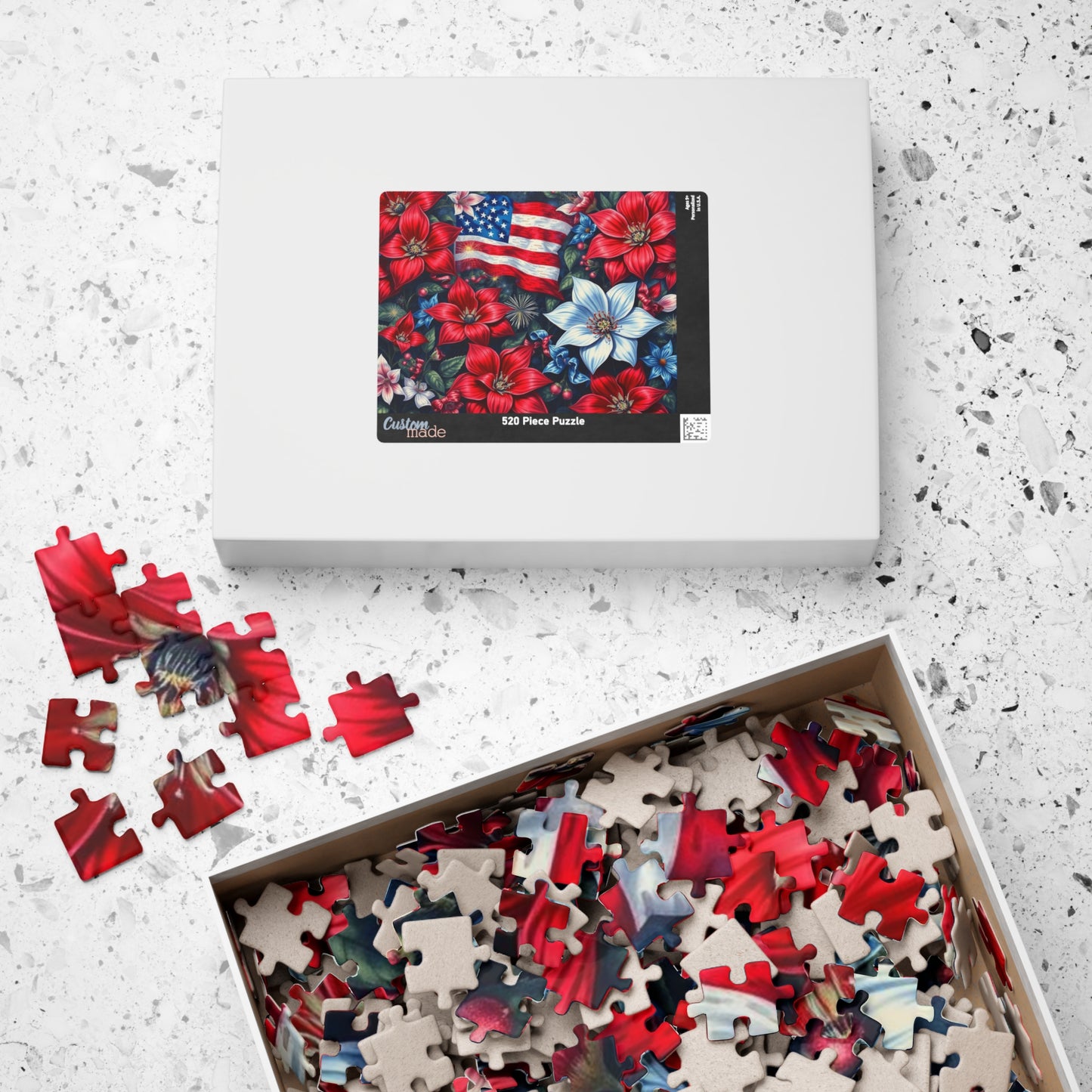 Garden of Liberty Jigsaw Puzzle, American Flag Patriotic Floral Game 110, 252, 520, 1014-piece, Family Game Night, Independence Gift for Him