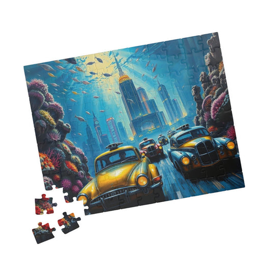 Vintage Car Puzzle - Underwater Cityscape Jigsaw Game, Urban Art Puzzle The Puzzle Chest