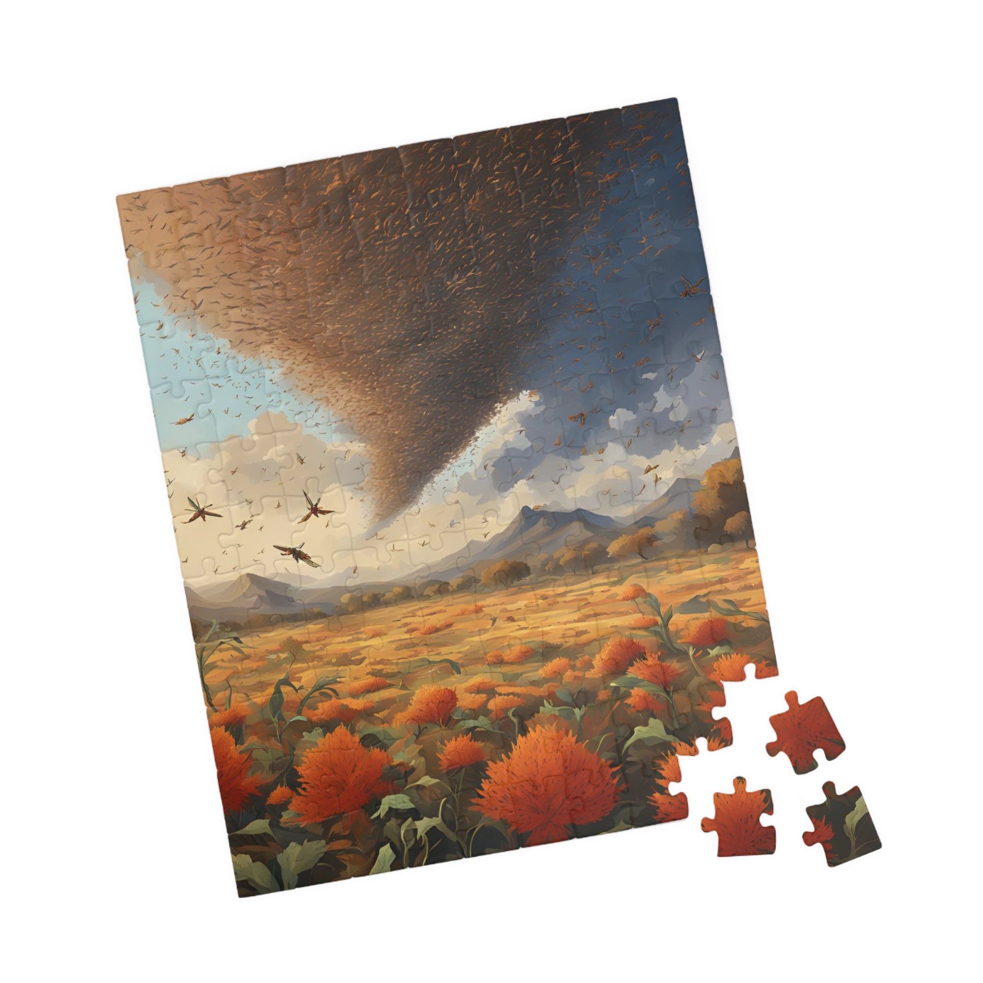 Biblical Plagues Jigsaw Puzzle, Locusts Swarming Over a Barren Landscape, Faith-Based Christian Theme Game, Spiritual Gift for Puzzle Lover Puzzle The Puzzle Chest