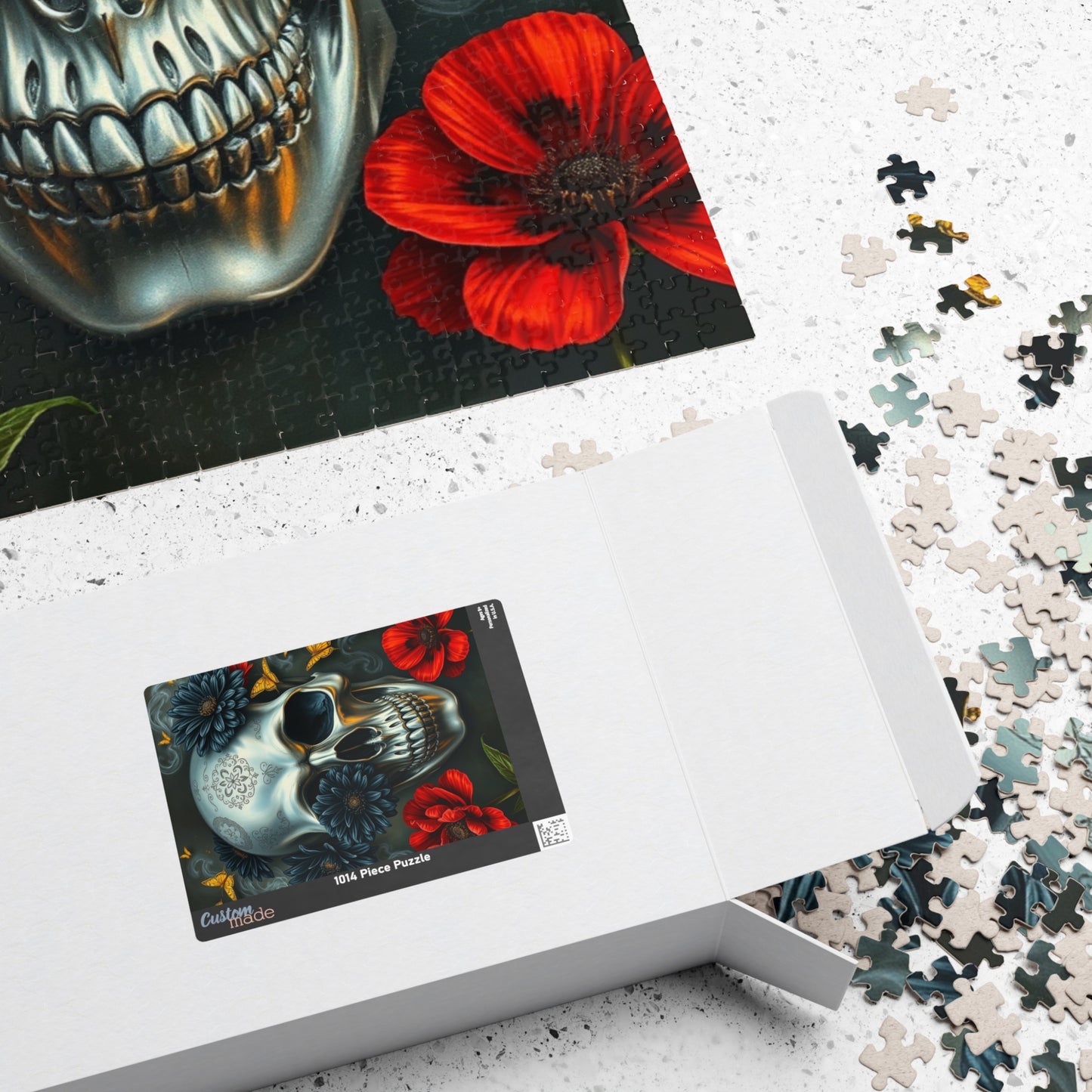 Gothic Skull Floral Puzzle | Artistic Day of the Dead Jigsaw Game for Adults, Gift for Puzzle Lovers Dark Art Enthusiasts, Unique Challenge Puzzle The Puzzle Chest