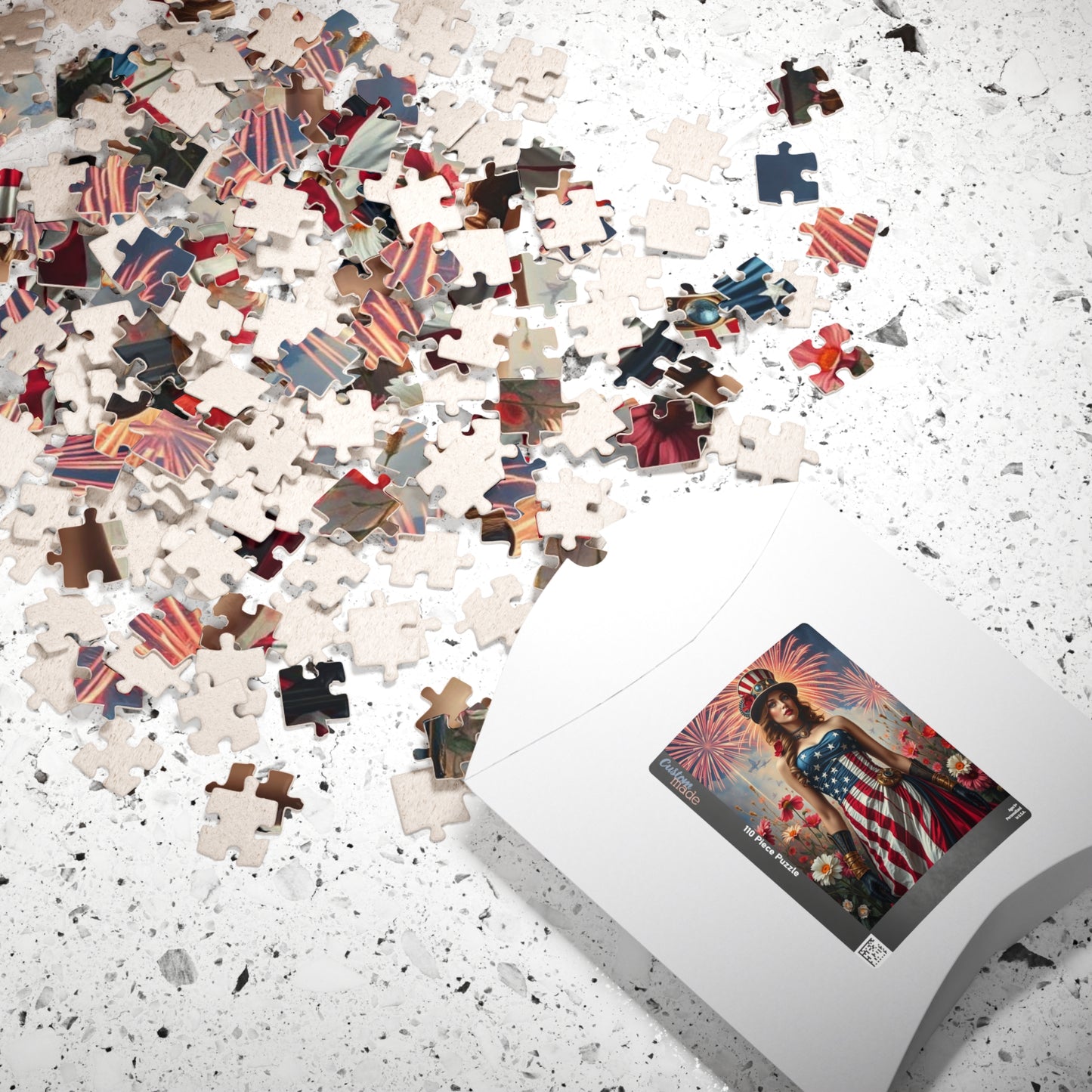 Patriotic Puzzle Art for Independence Day - Woman Portrait, American Theme Jigsaw Game, 110 252 520 1014-piece Puzzles, Family Fun Activity
