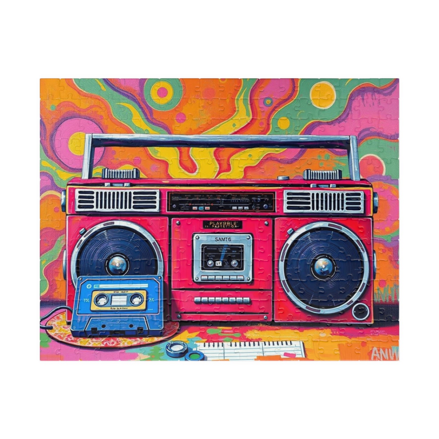 Retro Boombox Puzzle - Pop Art Jigsaw Game, Fun Family Activity, Music Lover Gift, Vintage Vibe, Home Entertainment, Perfect for Game Night 252 pcs (Horizontal) Puzzle The Puzzle Chest