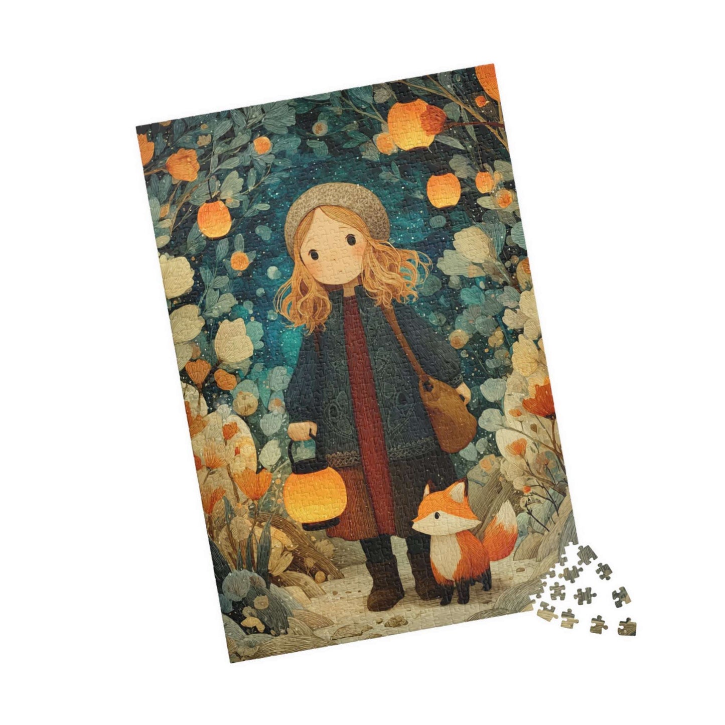 Autumn Adventure Jigsaw Puzzle - Girl and Chipmunk, Cartoon Storybook Seasonal Game for Family Activity, Cozy Nights, Puzzle Enthusiasts 1014 pcs (Vertical) Puzzle The Puzzle Chest