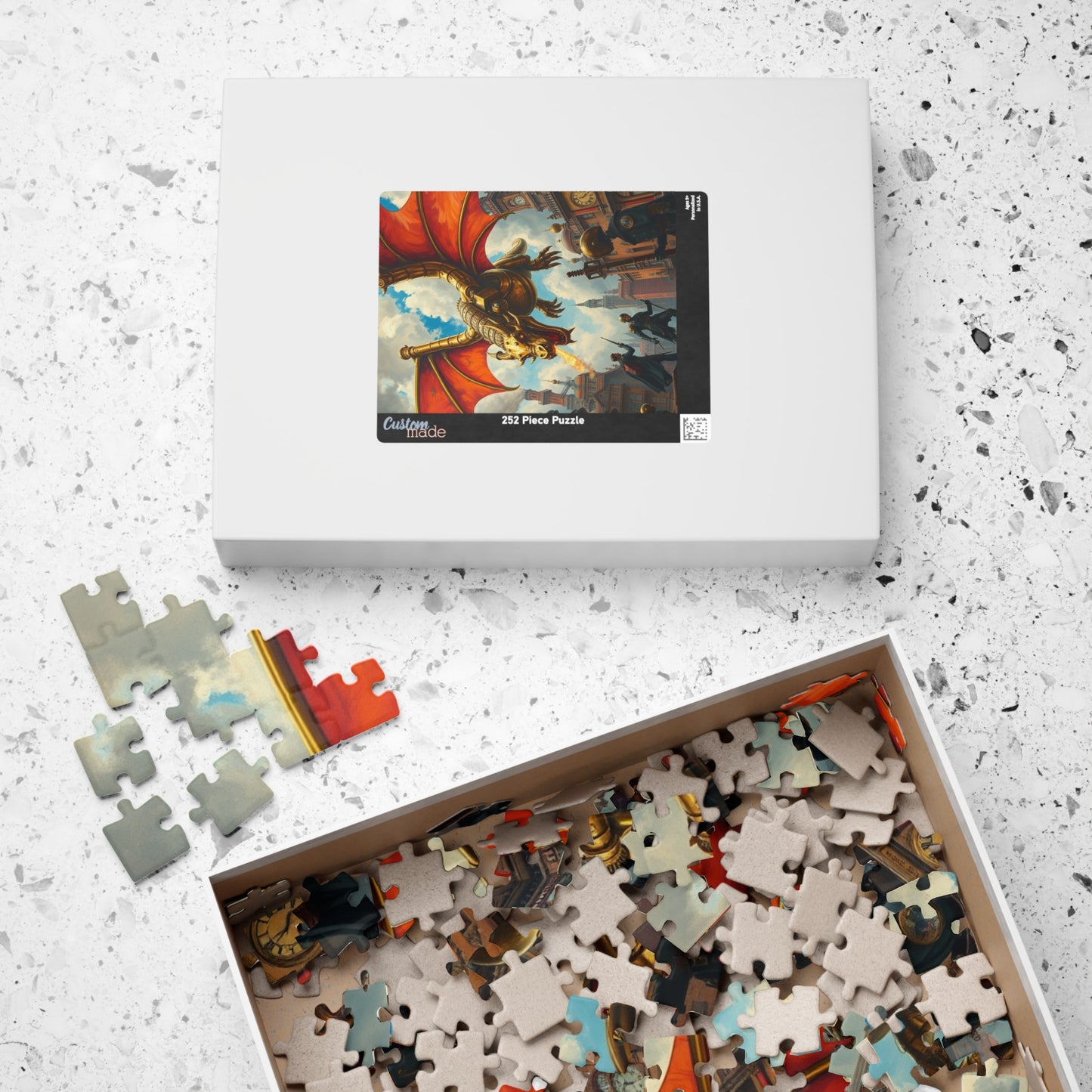 Steampunk Dragon Puzzle, Mechanical Jigsaw Game, Brass Plated Gears, Victorian Metropolis, Home Activity, Puzzle Lover Gift, Brain Teaser Puzzle The Puzzle Chest