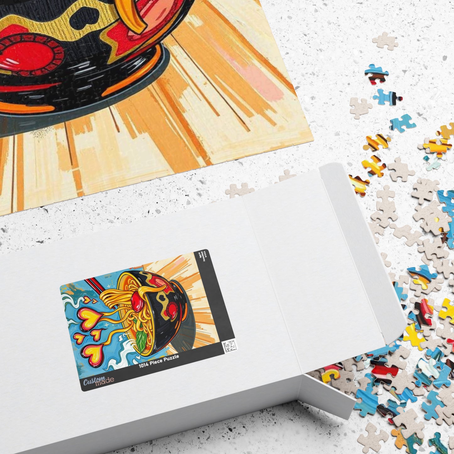 Heartfelt Noodle Puzzle, 110-1014 Piece Pop Art Jigsaw Puzzle for Fun Family Game, Cozy Night In, Unique Gift Idea for Holiday Birthday Puzzle The Puzzle Chest