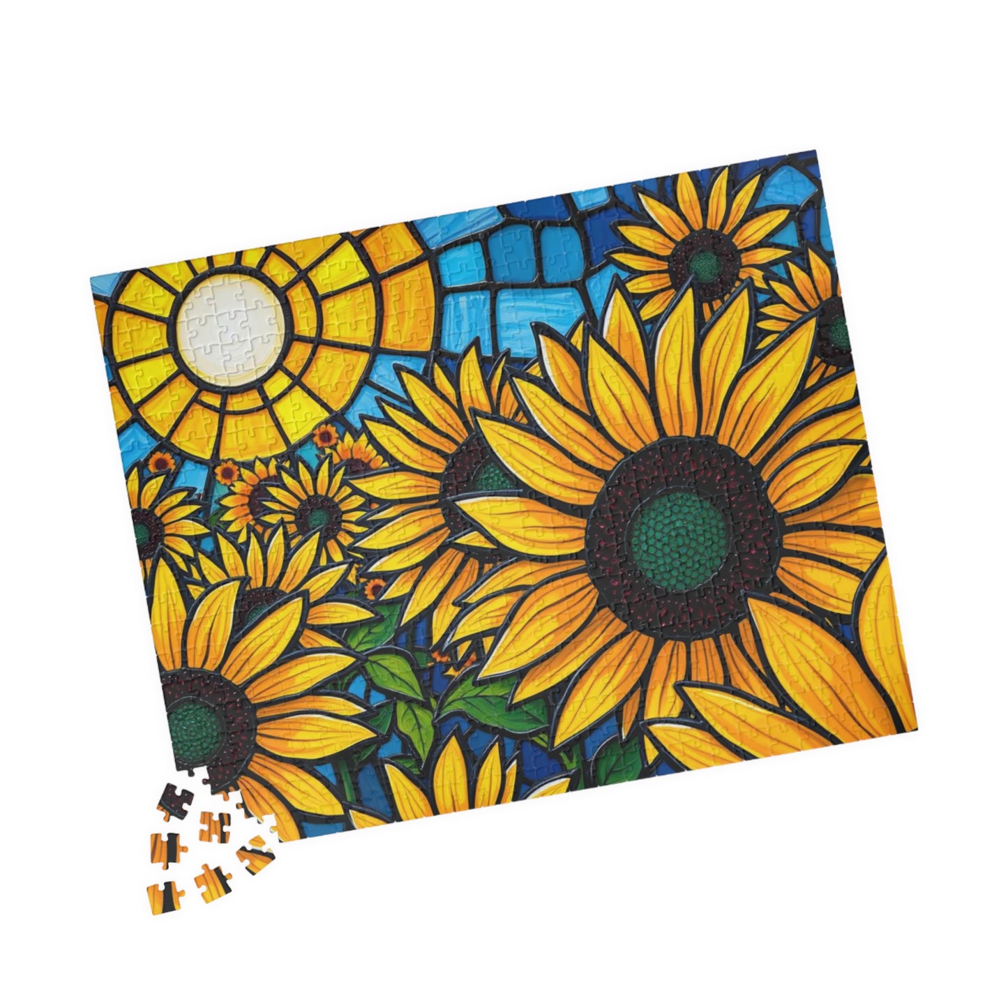 Bright Floral Horizon Sunflower Field Puzzle, Nature Art Landscape Jigsaw Game for Family Game Night, Adult Puzzle Lover Gift, Brain Teaser