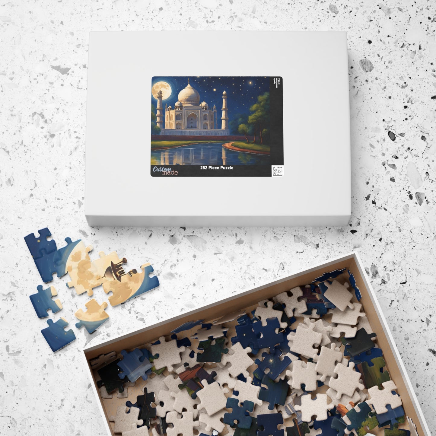 Taj Mahal Night Scene Jigsaw Puzzle, Starry Sky Iconic Landmark Tabletop Game, Family Entertainment Quiet Time Activity, Hobby Puzzle Lover Puzzle The Puzzle Chest