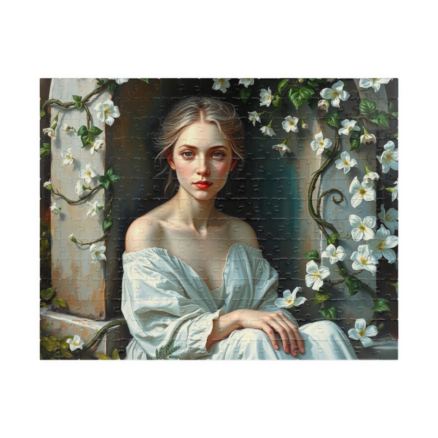 Eternal Vigil Jigsaw Puzzle - Woman by Gravesite, Gothic Puzzle, Dark Fantasy Puzzle, Gift for Art Lover, Home Entertainment, Brain Teaser 252 pcs (Horizontal) Puzzle The Puzzle Chest