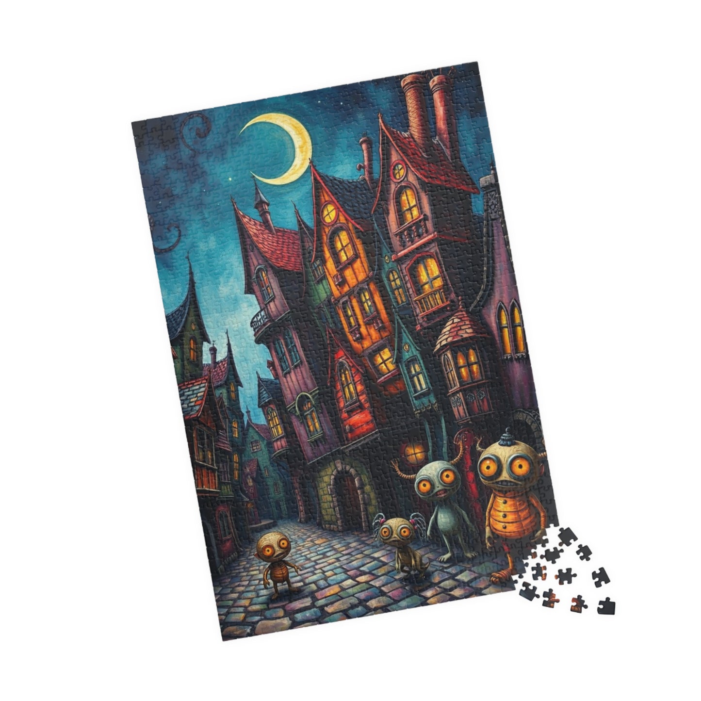 Whimsical Halloween Village Jigsaw Puzzle, 110-1014 Piece Dark Fantasy Art Nighttime Scene, Perfect for Family Game Night, Puzzle Lover Gift The Puzzle Chest