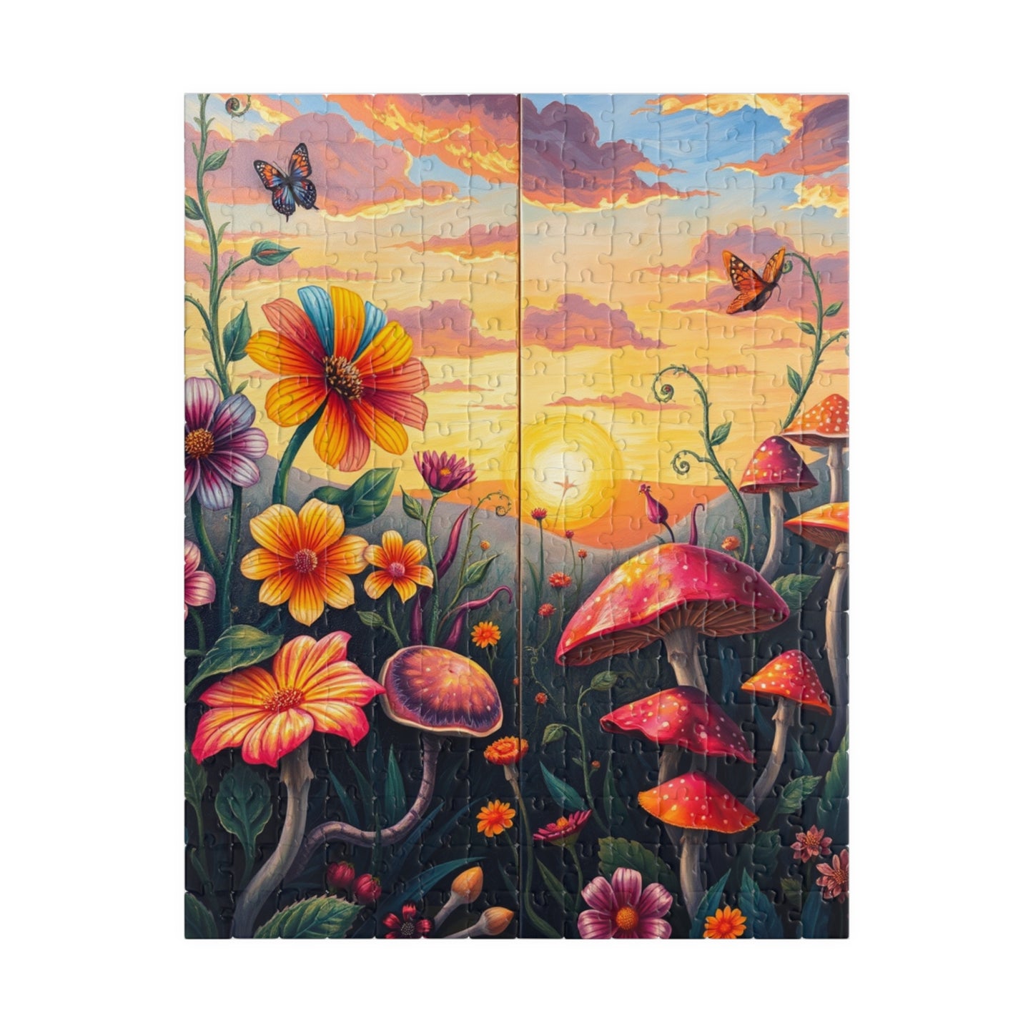 Whimsical Botanical Garden Puzzle, Magical Nature Game for Adults, Dreamy Sunset and Enchanted Floral Scene, Relaxing Gift for Fantasy Lover 252 pcs (Vertical) Puzzle The Puzzle Chest