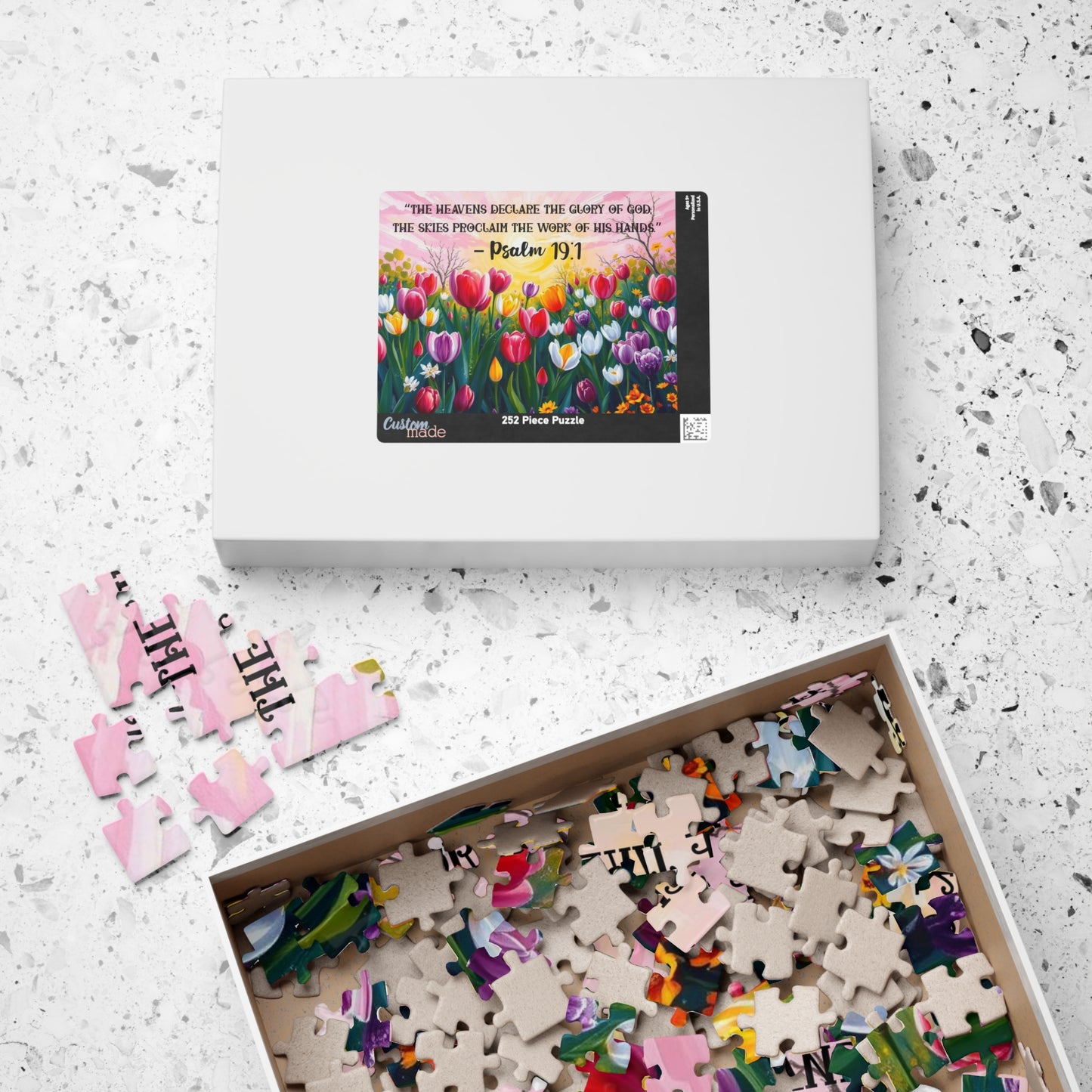 Glory of Creation Jigsaw Puzzle - Sunrise Tulips, Floral Christian Nature Theme, Biblical Quote Psalm 19:1, Inspirational Faith Based Game, Religious Gift Idea Puzzle The Puzzle Chest