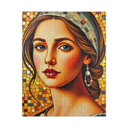 Mosaic Portrait Renaissance Woman Puzzle - 110, 252, 520, 1014-piece | Decorative Gift for Art Lover, Family or Solo Fun, Unique Collectible 110 pcs (Vertical) Puzzle The Puzzle Chest