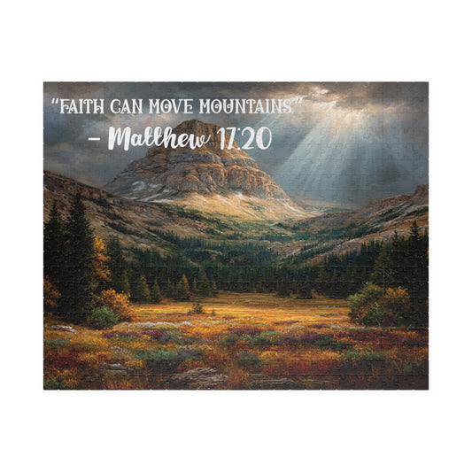 Faith Moves Mountains Jigsaw Puzzle - Inspirational Bible Quote Matthew 17:20, Gift for Christian Nature Lover, Spiritual Gift Puzzle The Puzzle Chest