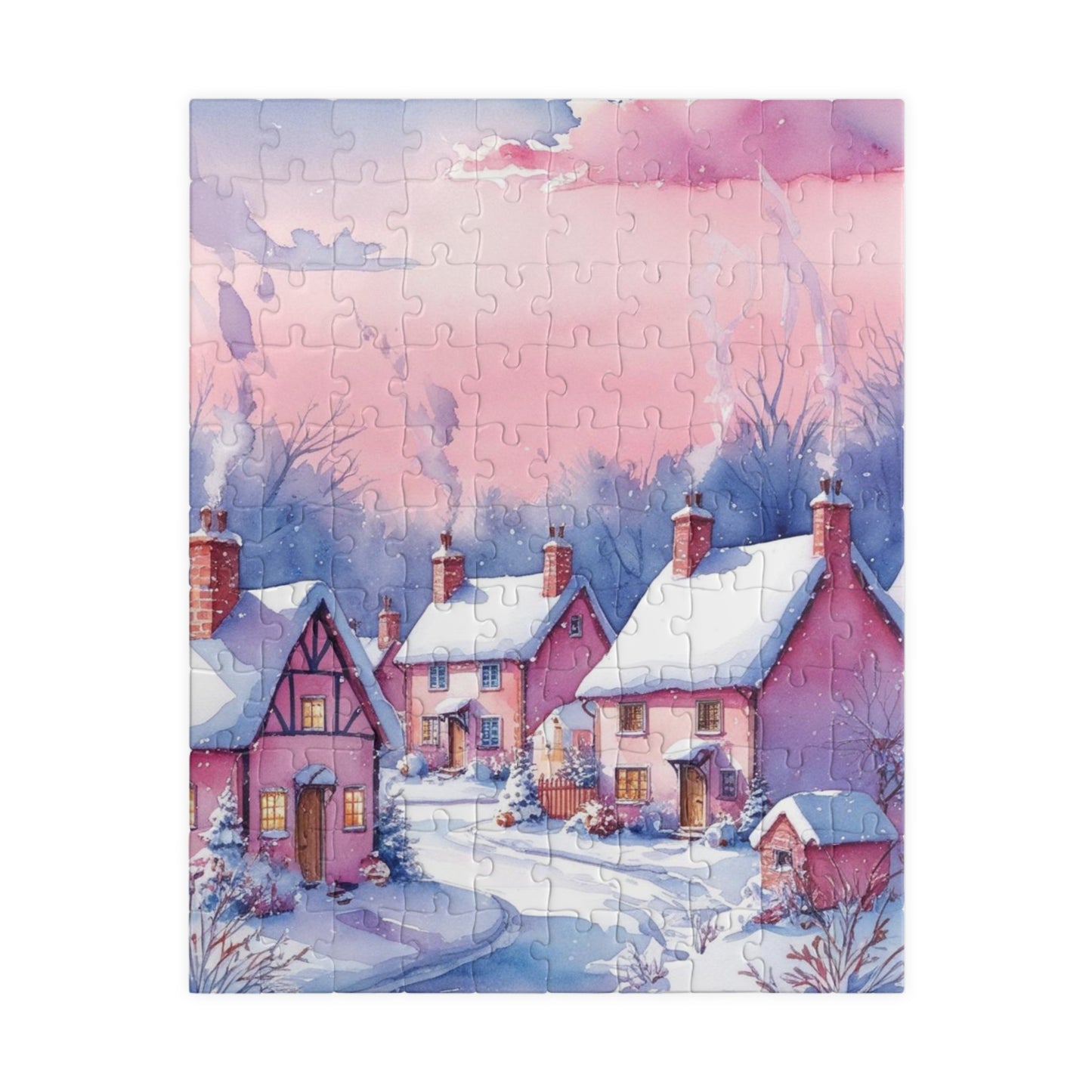 Snow-Covered Village Jigsaw Puzzle, Claude Monet Inspired Winter Landscape Art Puzzle, Game for Adults Teens Seniors, Puzzle Fans, Giftable 110 pcs (Vertical) Puzzle The Puzzle Chest