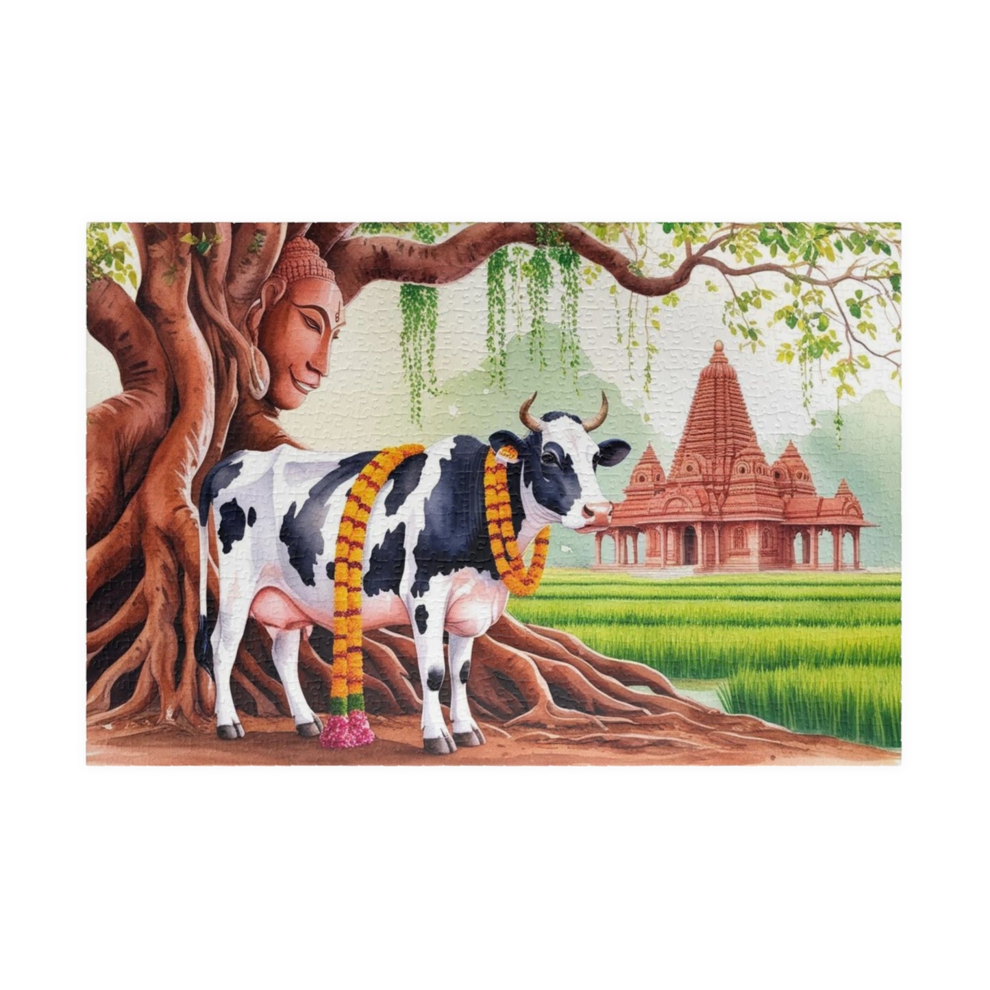Serene Cow Puzzle - 110 to 1014 Pieces, Meditation Gift for Cow Lovers, Family Fun Activity, Unique Home Entertainment, Mindfulness Puzzle