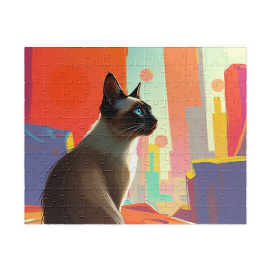 Colorful Cat Art Puzzle, Fun Family Activity, Unique Gift for Cat Lovers, 110, 252, 520, 1014-piece Options, Home Decor 110 pcs (Horizontal) Puzzle The Puzzle Chest