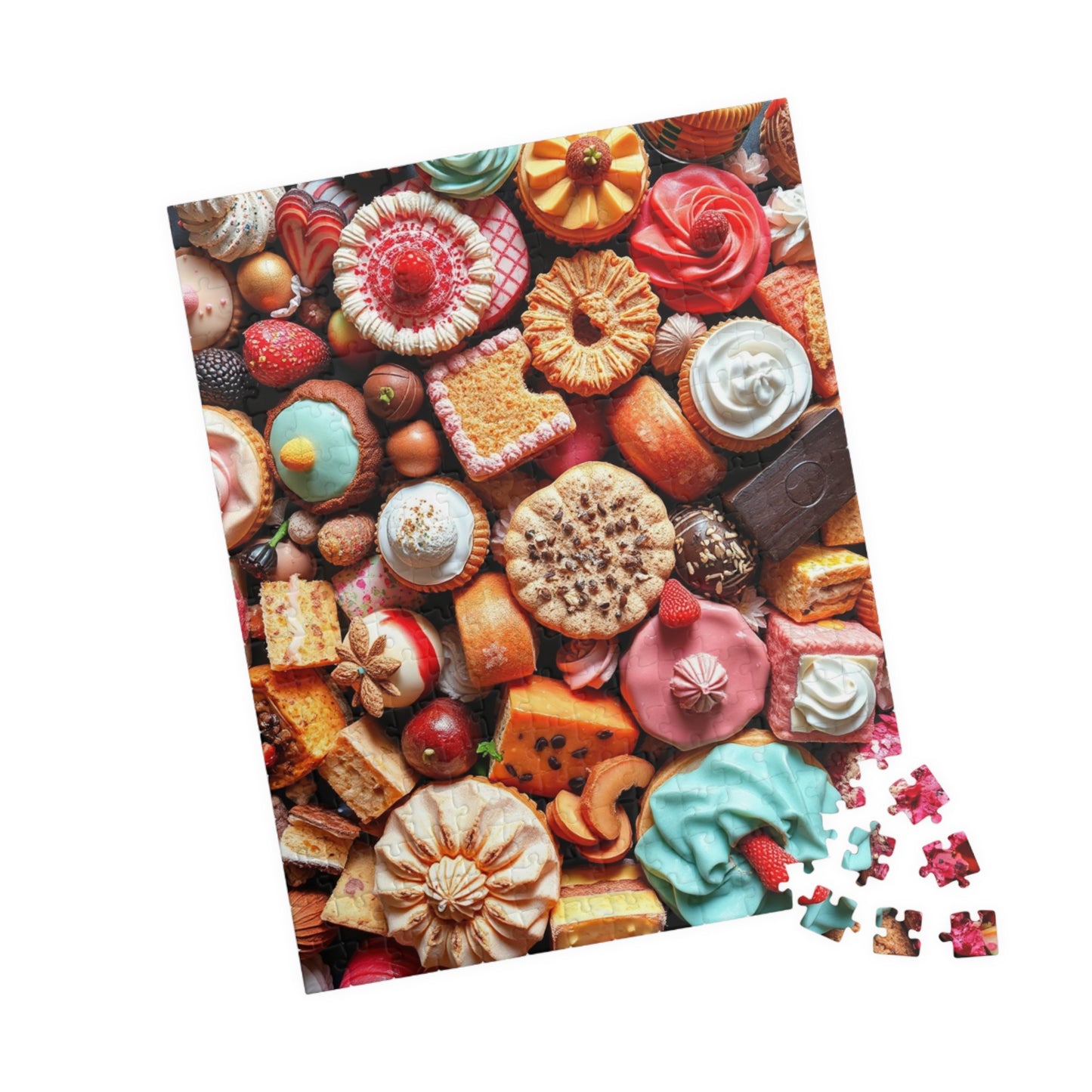 Chaotic Dessert Puzzle, Vibrant Sweets-Themed Jigsaw, Bright and Colorful Food Collage, Fun Challenging Family Activity, Foodie Puzzle Lover Puzzle The Puzzle Chest