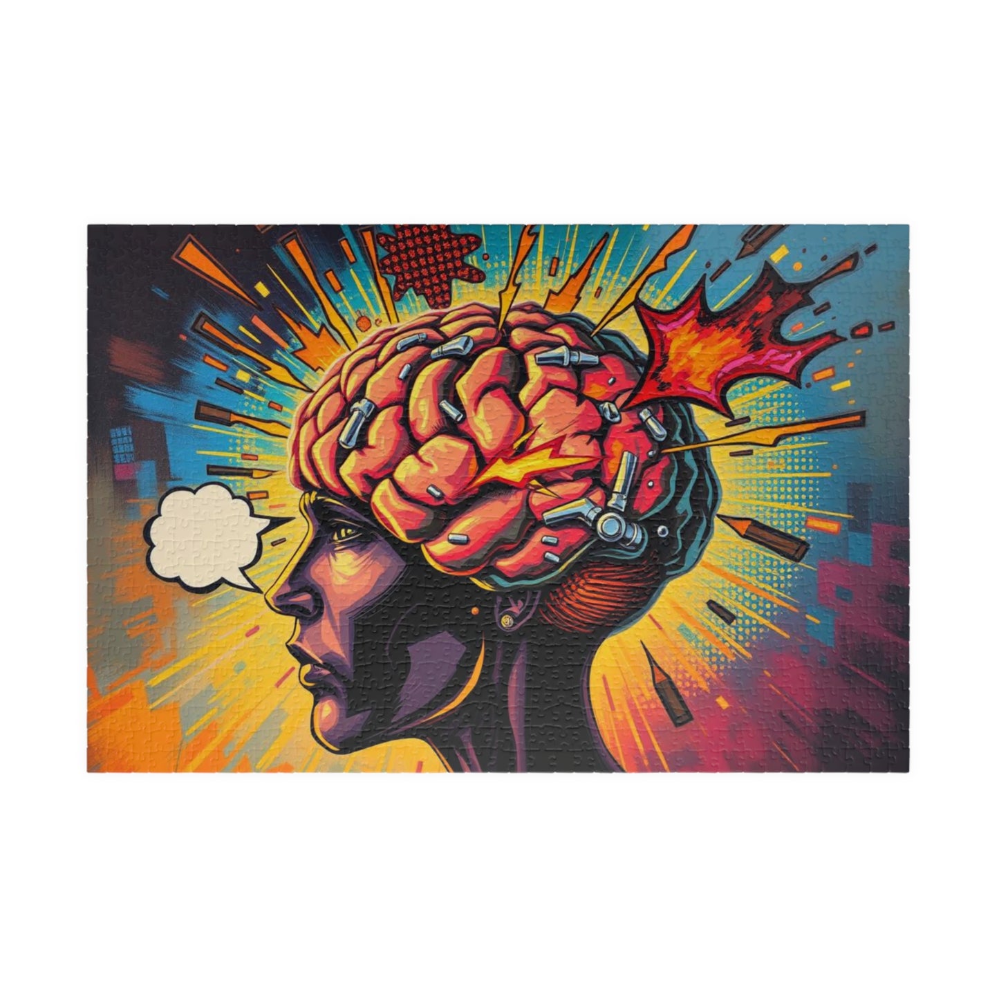 Creative Brain Puzzle - Pop Art Brainstorming Design, Perfect Gift for Puzzle Lovers, Meditation, Family Game Night, Mindfulness Activity 1014 pcs (Horizontal) Puzzle The Puzzle Chest