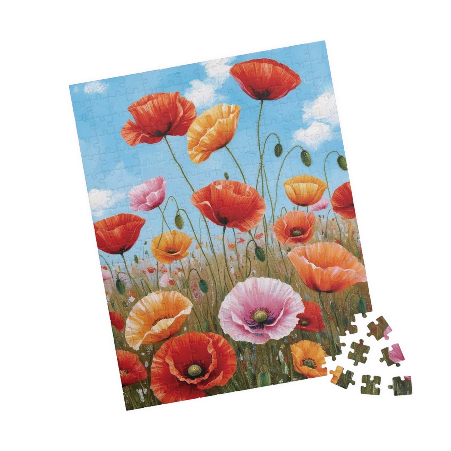 Blooming Poppies Puzzle, Close Up View, Colorful Floral Meadow Scene, Nature-Inspired Jigsaw Game, Unique Gift Art Enthusiast, Puzzle Lover Puzzle The Puzzle Chest