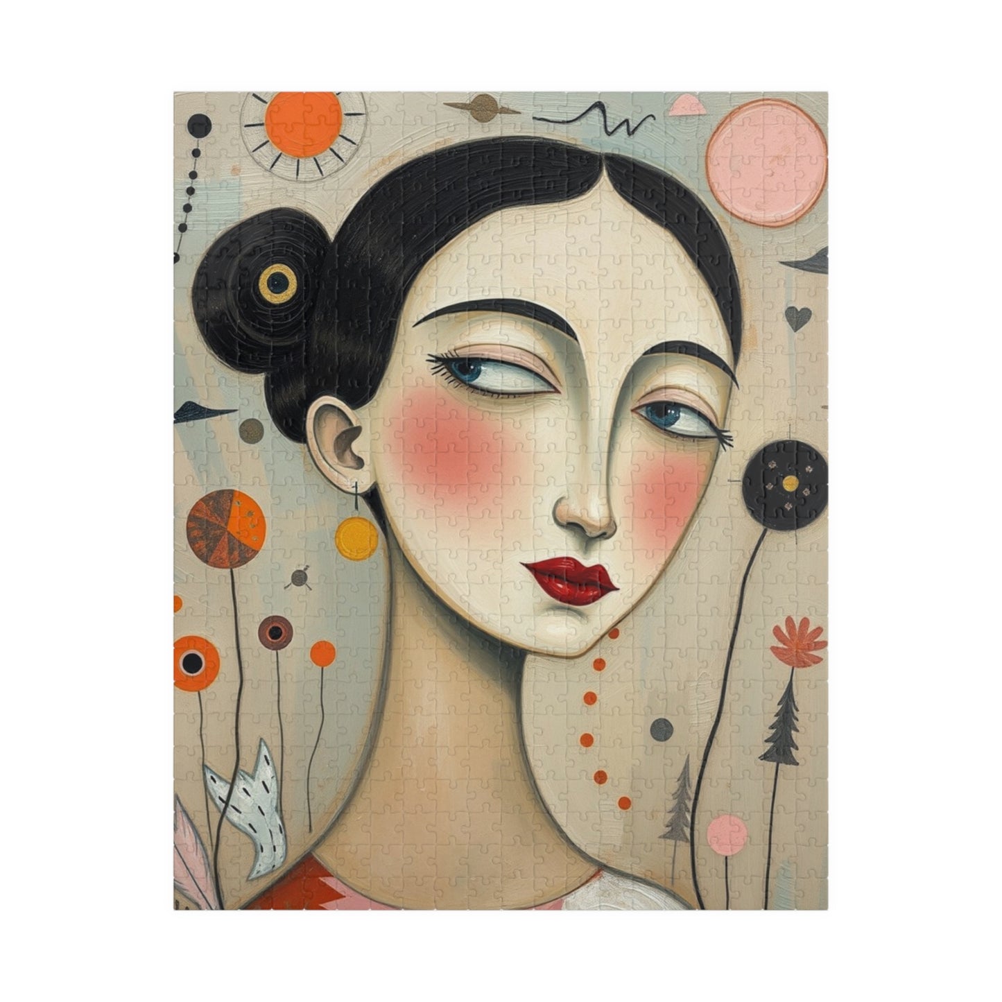 Jigsaw Puzzle, Surreal Woman Portrait in Soft Pastel Colors, 110-1014 Piece Artistic Mindfulness Activity, Home Entertainment, Gift for Her 520 pcs (Vertical) Puzzle The Puzzle Chest