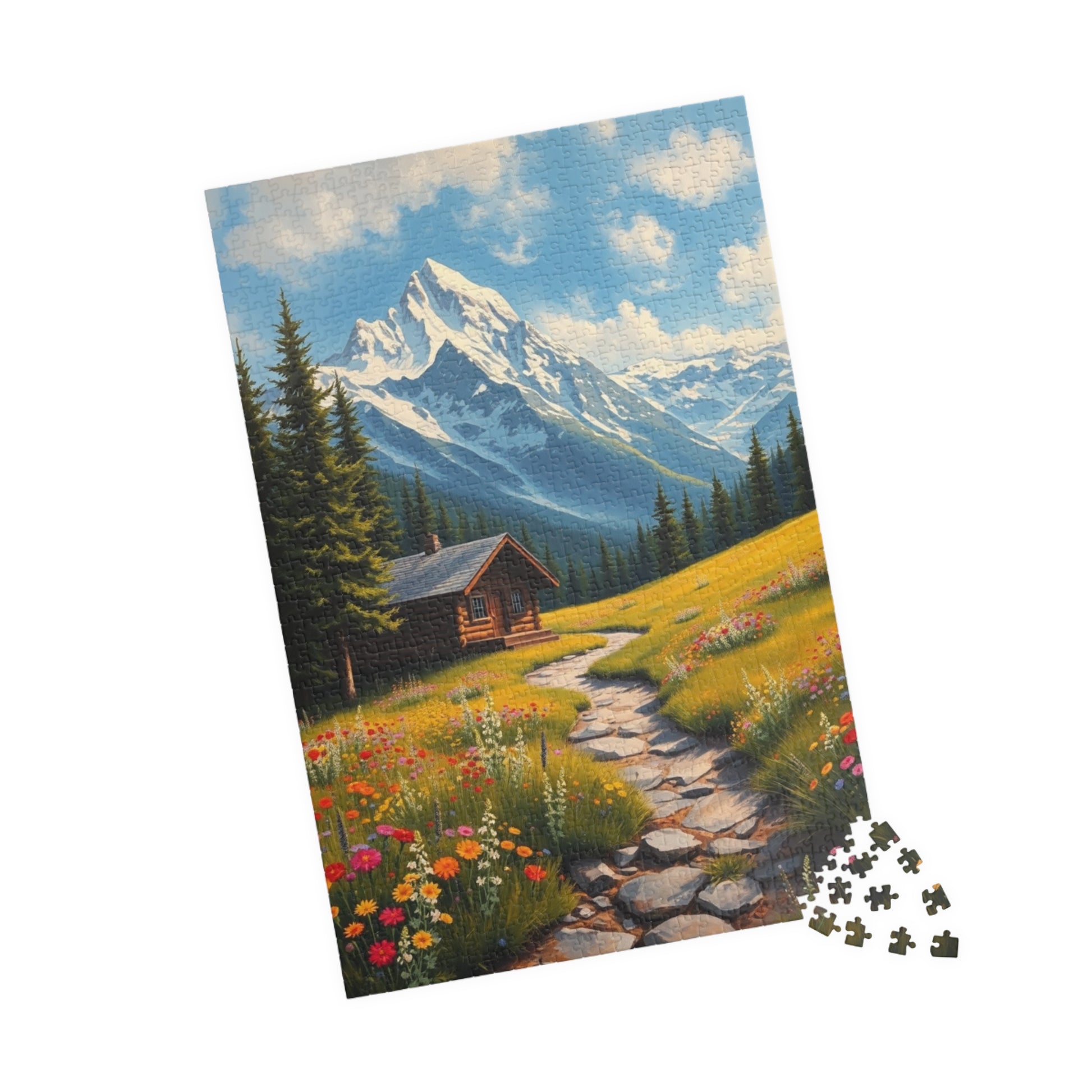 Mountain Cottage Illustration Puzzle, Nature Scene Jigsaw, 110-1014 Pieces, Gift for Nature Lovers, Family Fun, Relaxation Activity Puzzle The Puzzle Chest