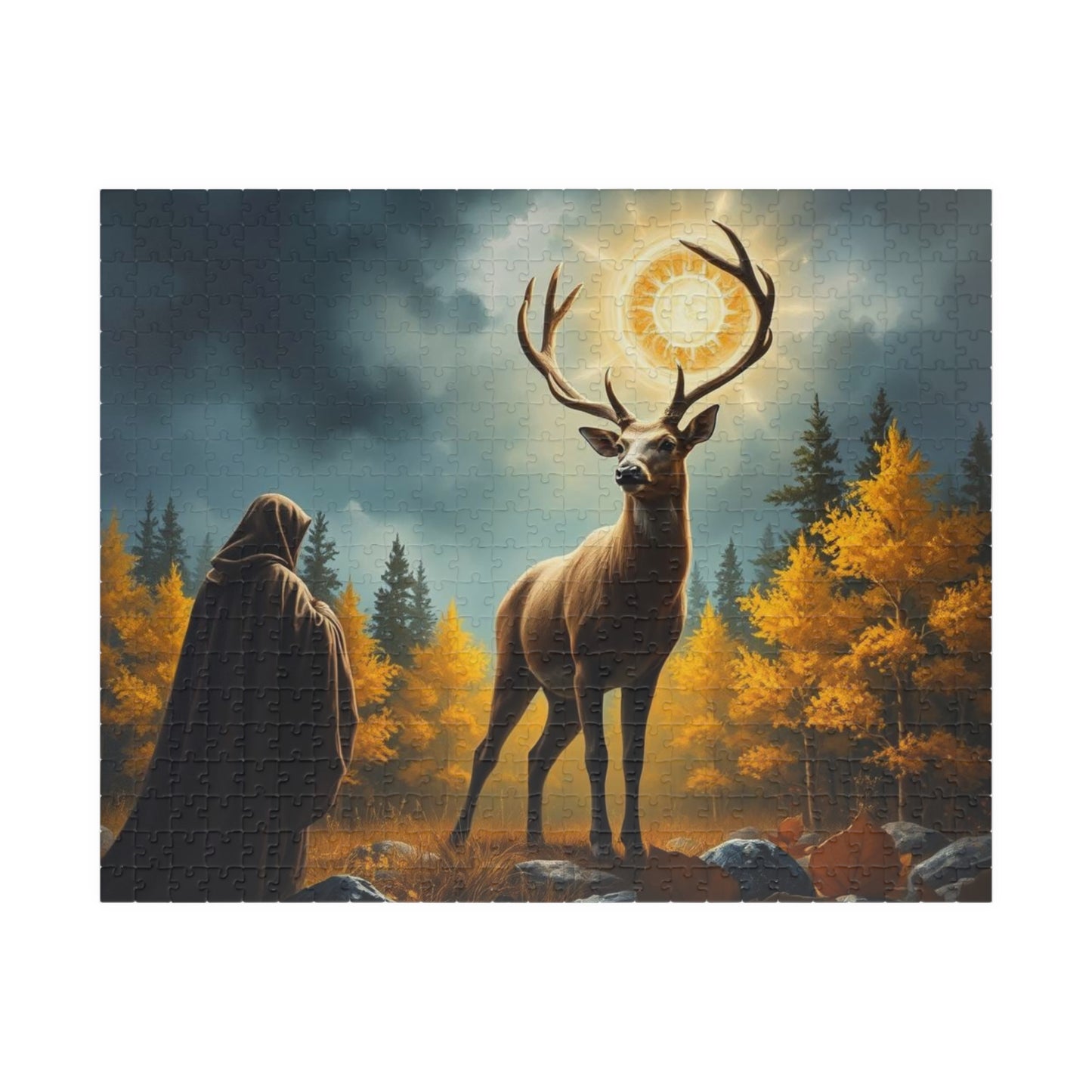 Mystical Deer Jigsaw Puzzle - Forest Scene, Gothic Puzzle, Dark Fantasy Puzzle Lover Gift for Solo Fun, Leisure Indoor Activity, Mindfulness 520 pcs (Horizontal) Puzzle The Puzzle Chest