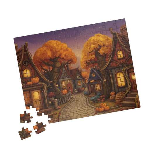 Harvest Hollow Autumn Village Puzzle - Fall Town Scene Jigsaw Game 110 pcs (Horizontal) Puzzle The Puzzle Chest