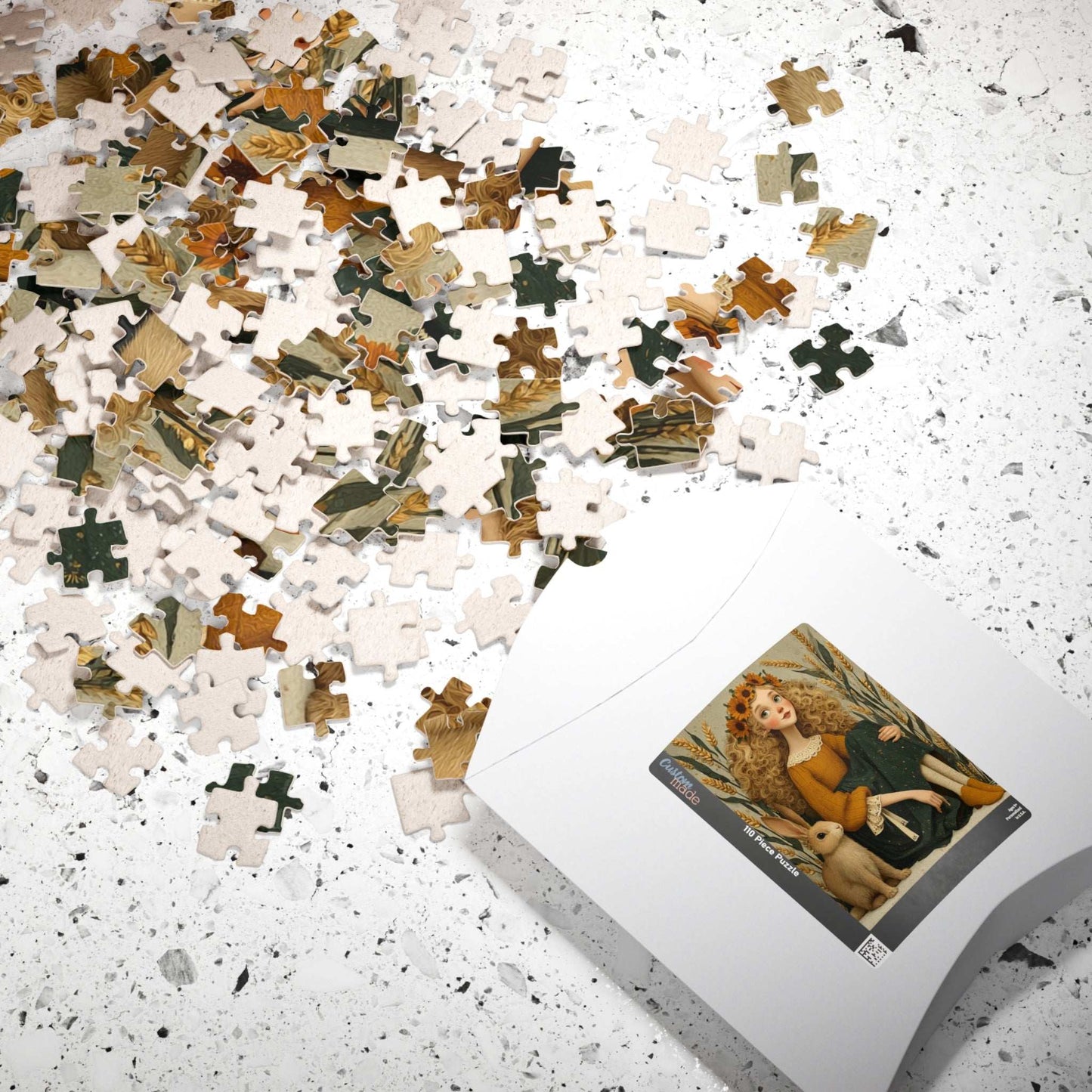 Storybook Wheatfield Fairy-Tale Puzzle - Girl and Bunny, Perfect for Family or Solo Fun, Holiday Birthday Gifts, Senior Mental Exercise Puzzle The Puzzle Chest