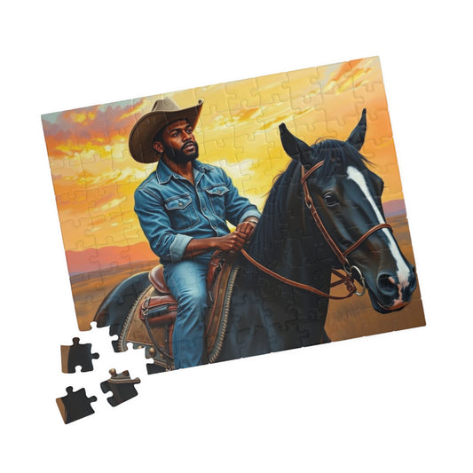 Black Cowboy Jigsaw Puzzle, Black Art African American Man Riding a Horse, Ideal for Solo Fun or Family Activity, Gift for Friends Puzzle The Puzzle Chest