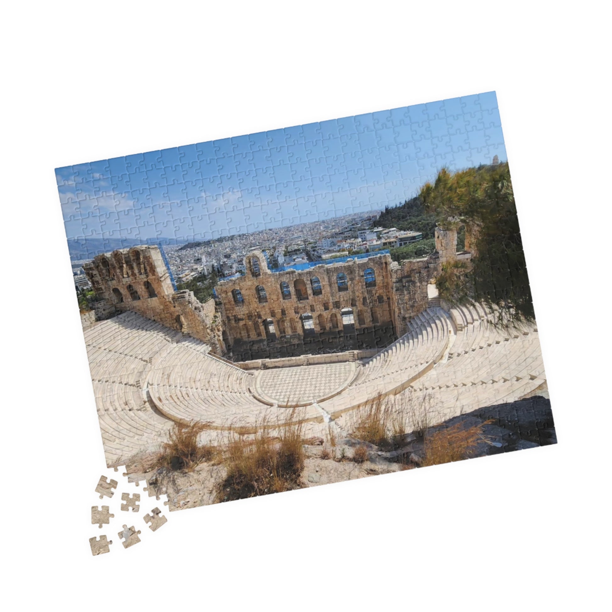 Athens Ancient Theater Puzzle - The Oden of Herodes Atticus, Realistic Historical Landmark Jigsaw Game, Greek Architecture 520 pcs (Horizontal) Puzzle The Puzzle Chest
