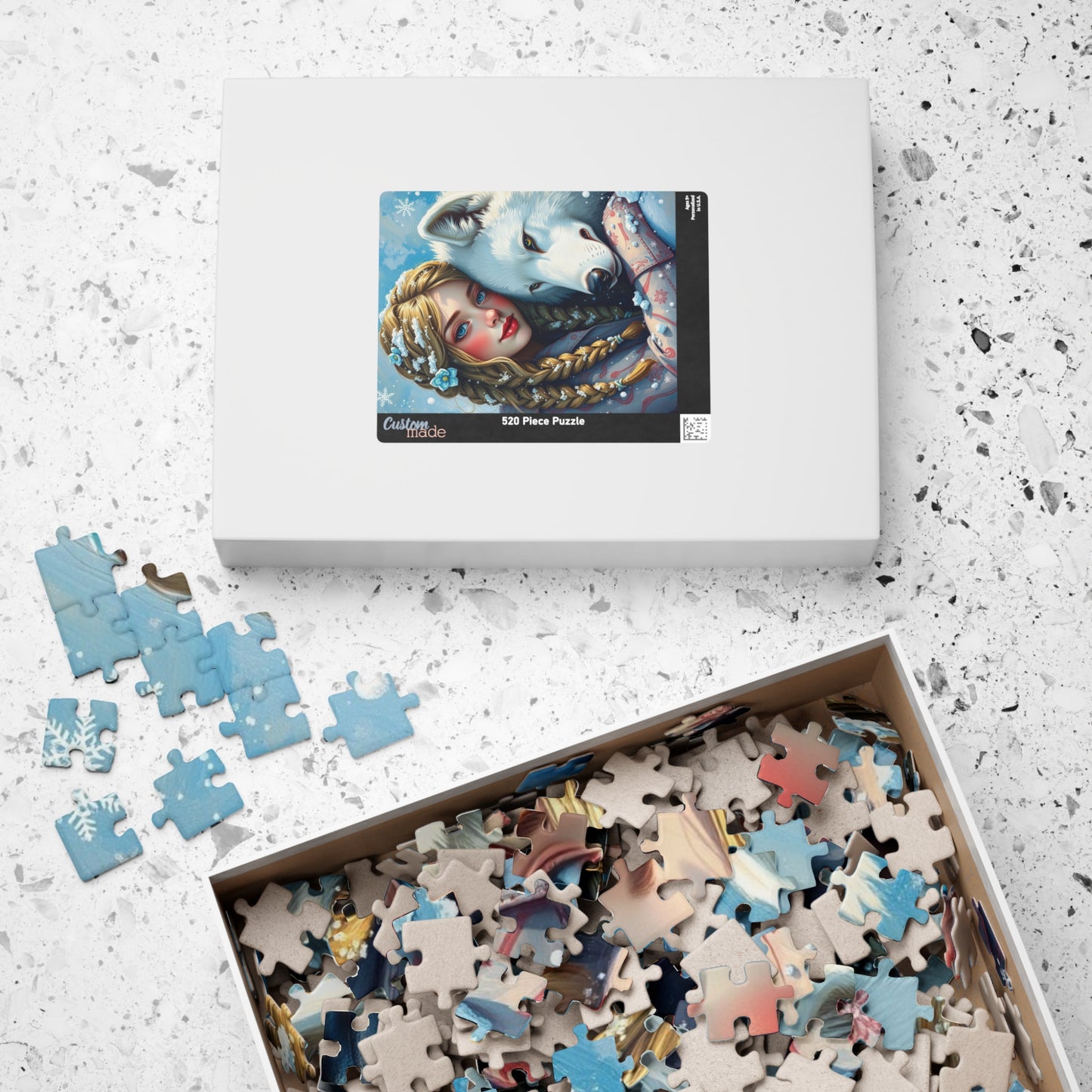 Woman and White Wolf Puzzle Artwork, Winter Theme Animal Lover Gift for Friends Birthday Holiday, Relaxing Activity for Family or Solo Fun, Puzzle The Puzzle Chest