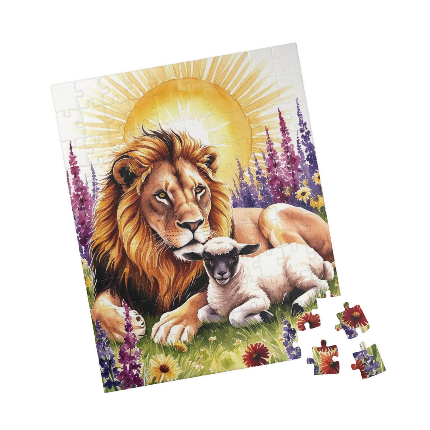 Lion and Lamb Jigsaw Puzzle Religious Themed Puzzle Meditation Activity Stress Relief Game Mindfulness Gift Easter Christmas, Enthusiasts Puzzle The Puzzle Chest