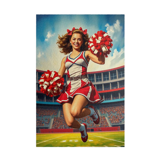 Vintage Cheerleader Jigsaw Puzzle, Memorable Game for Sports Lover, Fun Family Activity Brain Teaser, Gift for Cheer Enthusiasts, Home Decor 1014 pcs (Vertical) Puzzle The Puzzle Chest