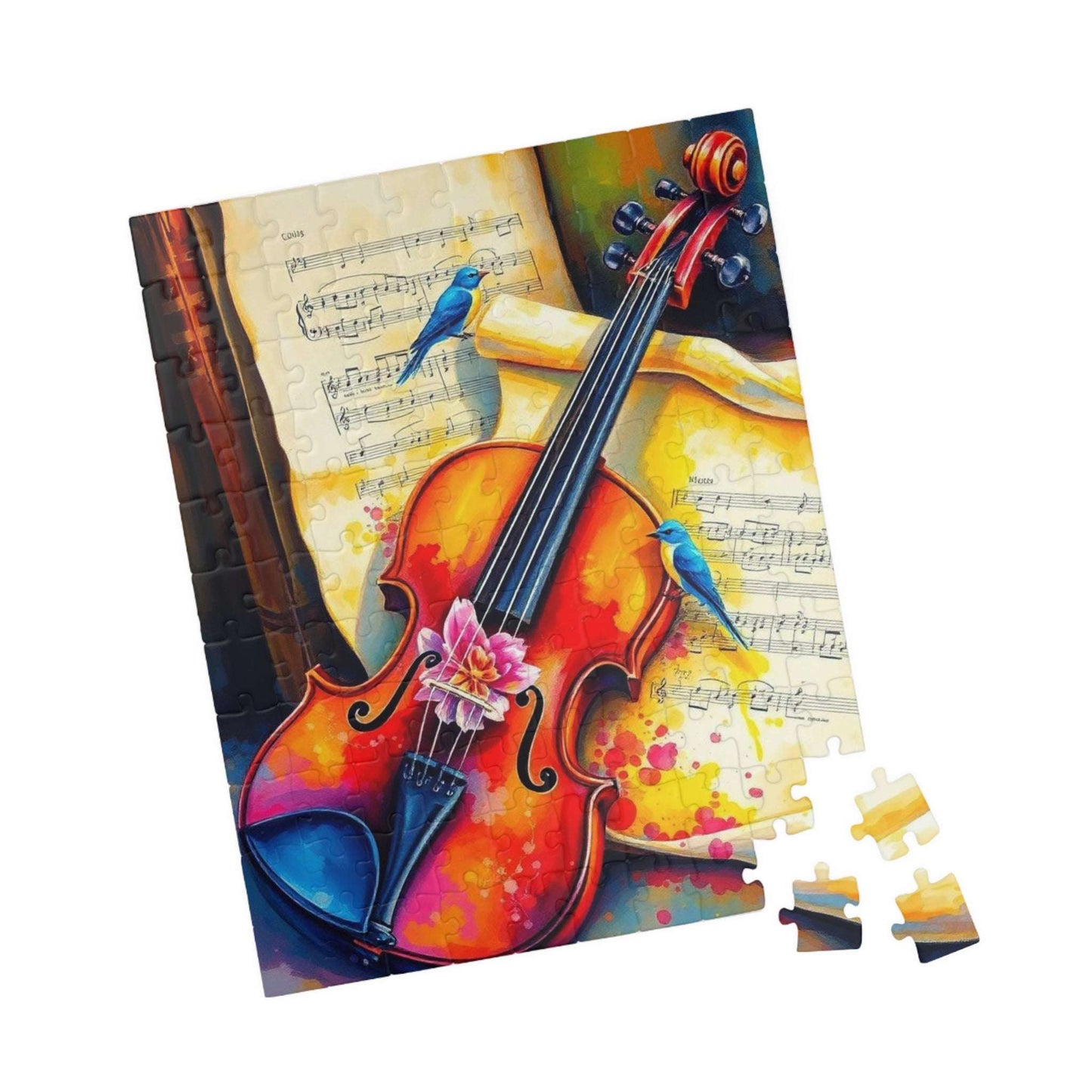 Violin Music Sheets Jigsaw Puzzle - Vintage Style Art, Gift for Musician, Music Teacher & Violin Lover, Brain Teaser, Fun Family Game Night