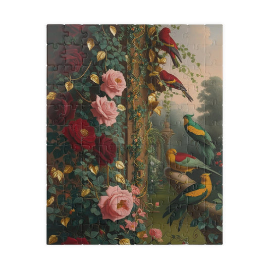 Vintage Floral Paradise Puzzle, 110, 252, 520, 1014-piece Flower Jigsaw Game for Adult, Nature Decor, Gift for Bird Lover 110 pcs (Vertical) Puzzle The Puzzle Chest