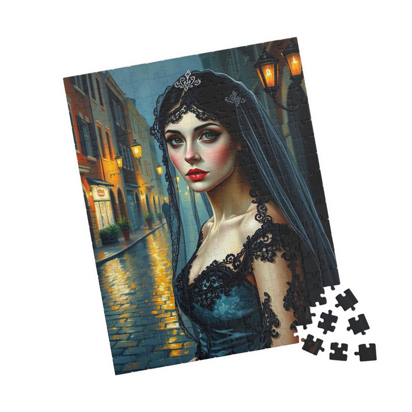 Gothic Bride Portrait Puzzle - Unique Artwork 110, 252, 520, 1014-Piece, Perfect Gift for Puzzle Lovers Dark Art Enthusiasts, Cosplay Puzzle The Puzzle Chest