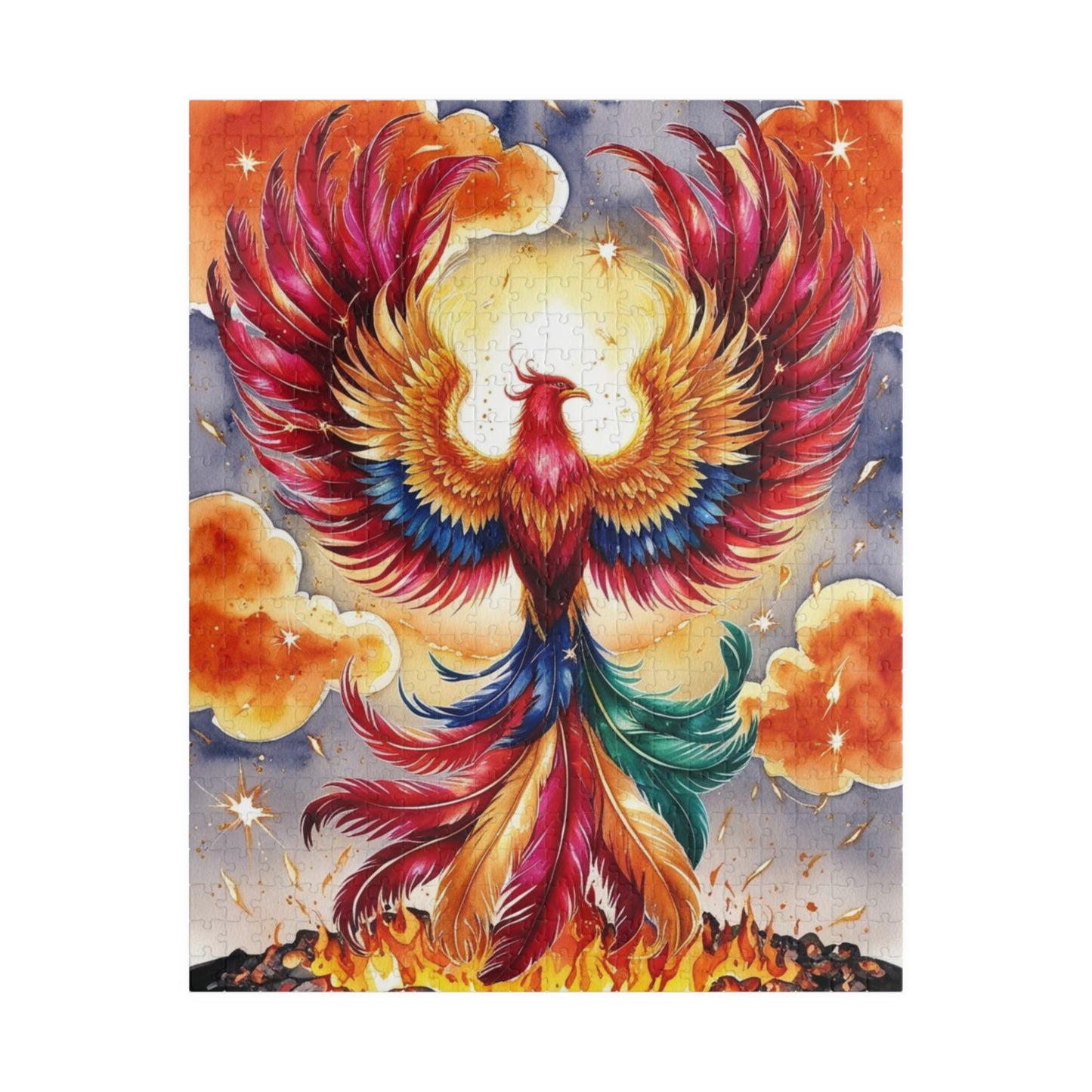 Phoenix Jigsaw Puzzle, Mythical Fire Bird, Folklore Art, Creative Gift for Adults, Birthday, Holiday Fun 520 pcs (Vertical) Puzzle The Puzzle Chest