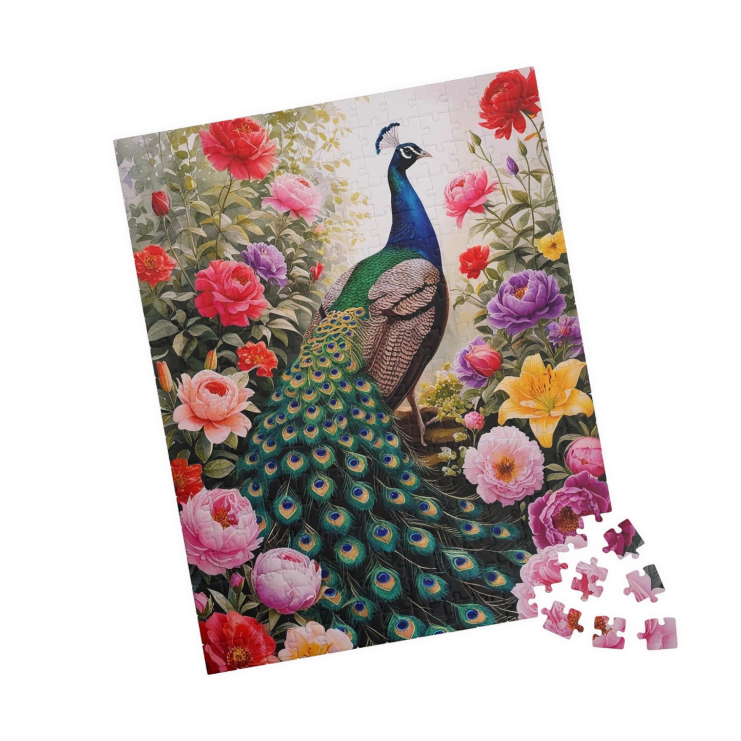 Peacock Jigsaw Puzzle Birds and Flowers, Animal Lover Game, Birthday Gift Floral Puzzle for Nature Enthusiasts, Relaxing Fun Family Activity Puzzle The Puzzle Chest