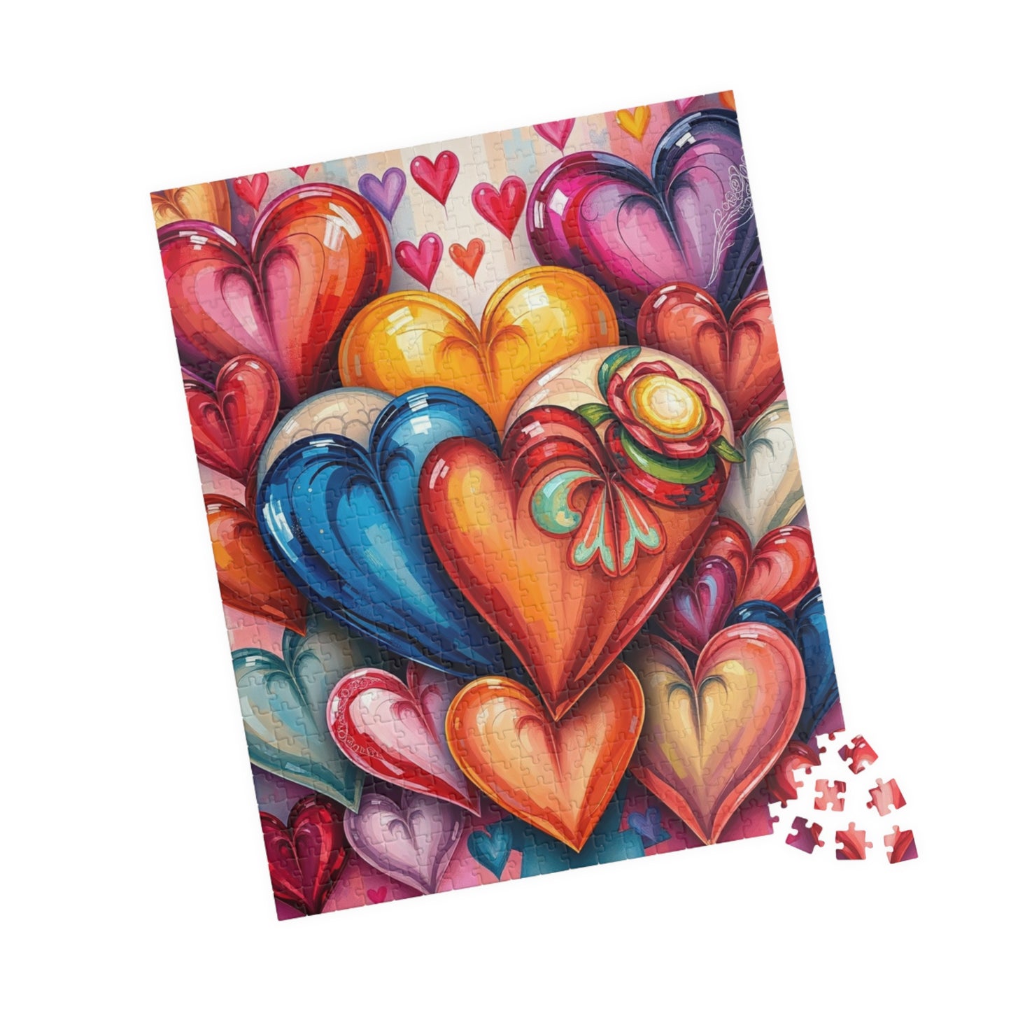 Romantic Heart Collage Puzzle, Love Jigsaw Game for Adults and Teens, Valentine's Day Activity, Bright Color Puzzle, Heart Pattern, Giftable Puzzle The Puzzle Chest