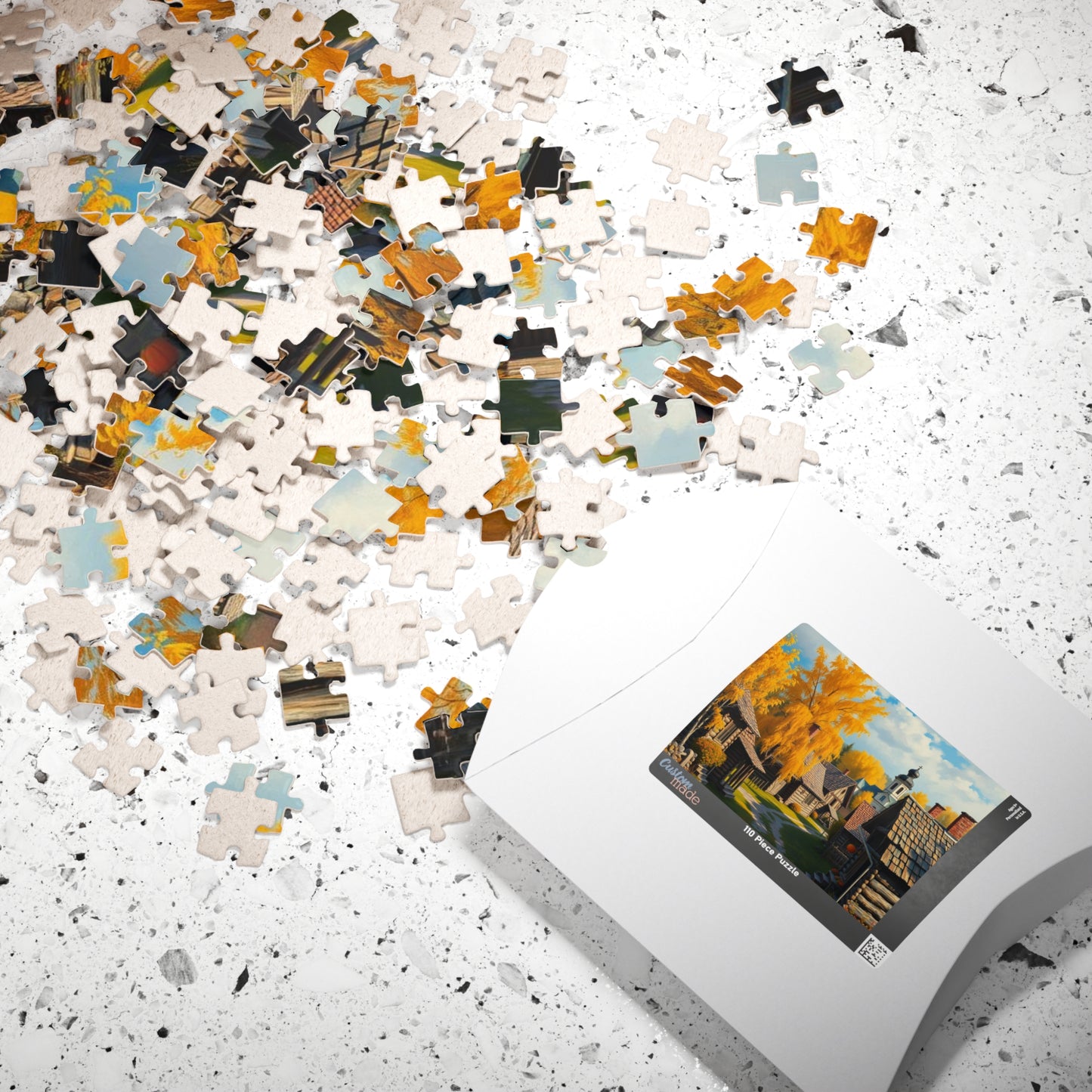 Rustic Slavic Village Jigsaw Puzzle for Adults, Autumn Wooden Cottages Golden Birch Trees, Gift for Friends, Family Activity, Creative Hobby Puzzle The Puzzle Chest