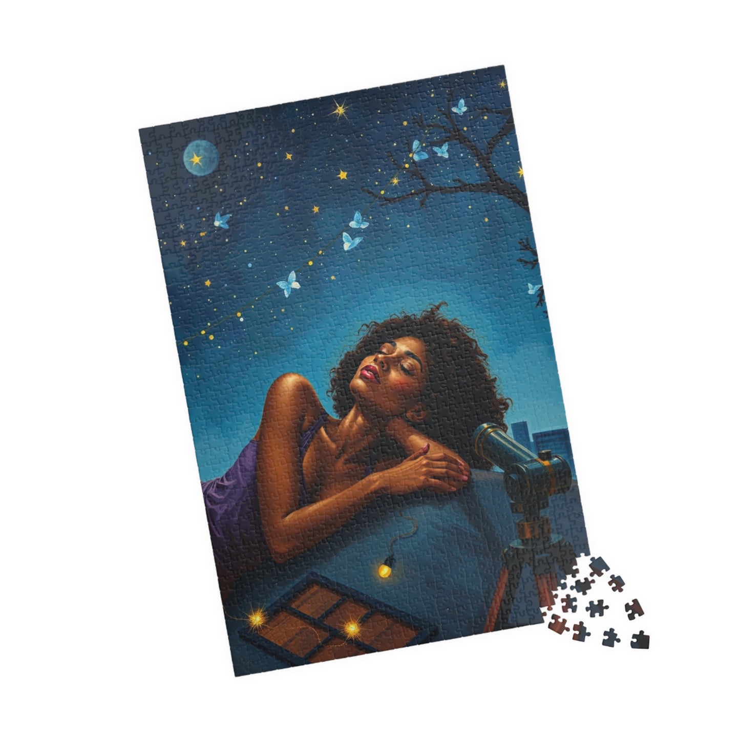 African American Woman Jigsaw Puzzle, Starry Night Scene, Black Art, Black Girl Puzzle, Perfect Gift for Black People, Family or Solo Fun Puzzle The Puzzle Chest